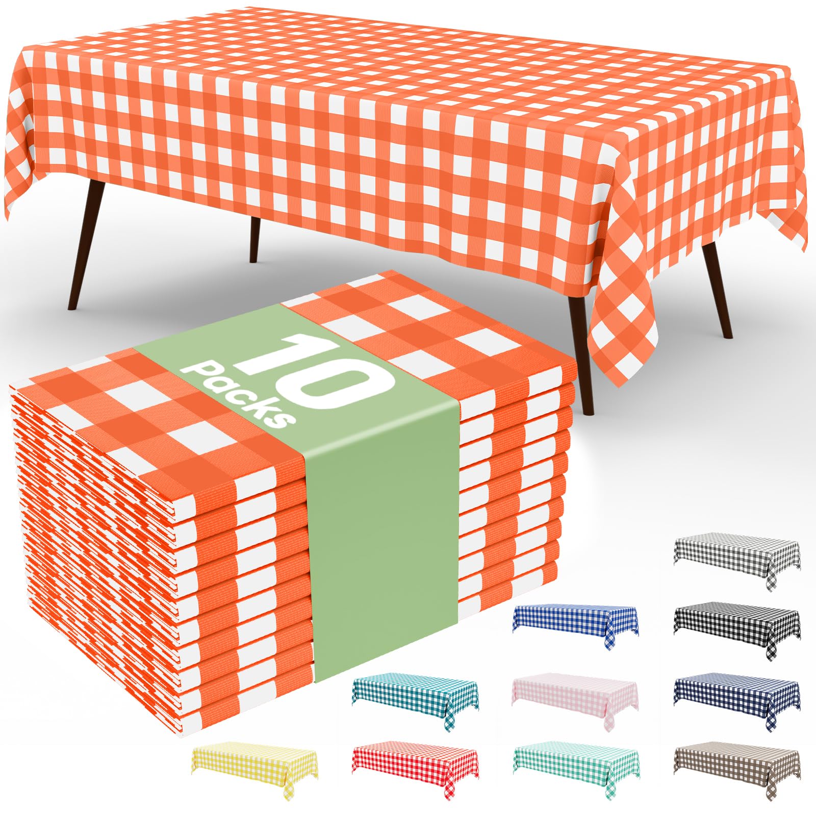 Smiry 3 Pack Red Gingham Disposable Tablecloths - 54" x 108" Heavy Duty Plastic Table Cloth, Waterproof Buffalo Plaid Table Covers for Picnic, Banquets, Outdoor Parties