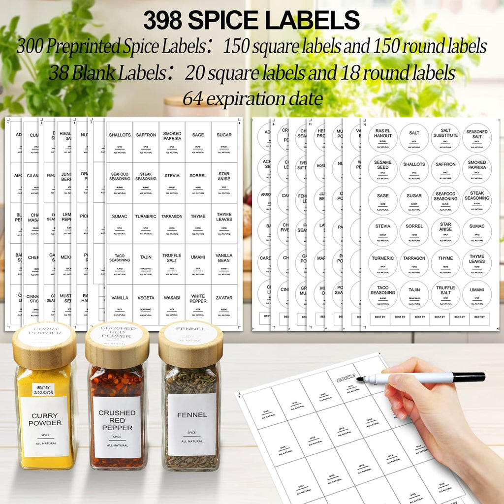 AISIPRIN Glass Spice Jars with Bamboo Lids 24 pcs & 3pcs Glass Jars with Airtight Lid