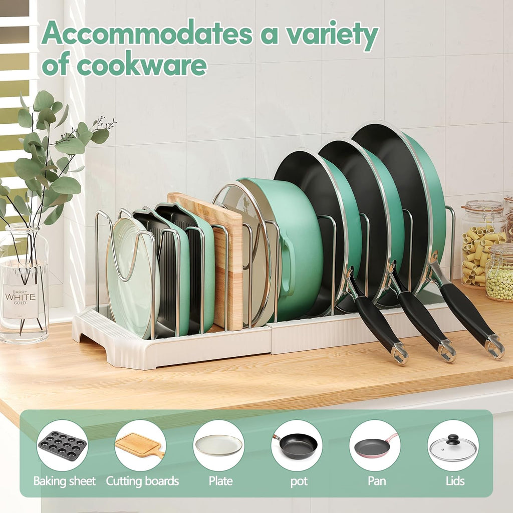 ORDORA Pots and Pans Organizer under Cabinet with Pot Lid Organizer, 10 Dividers