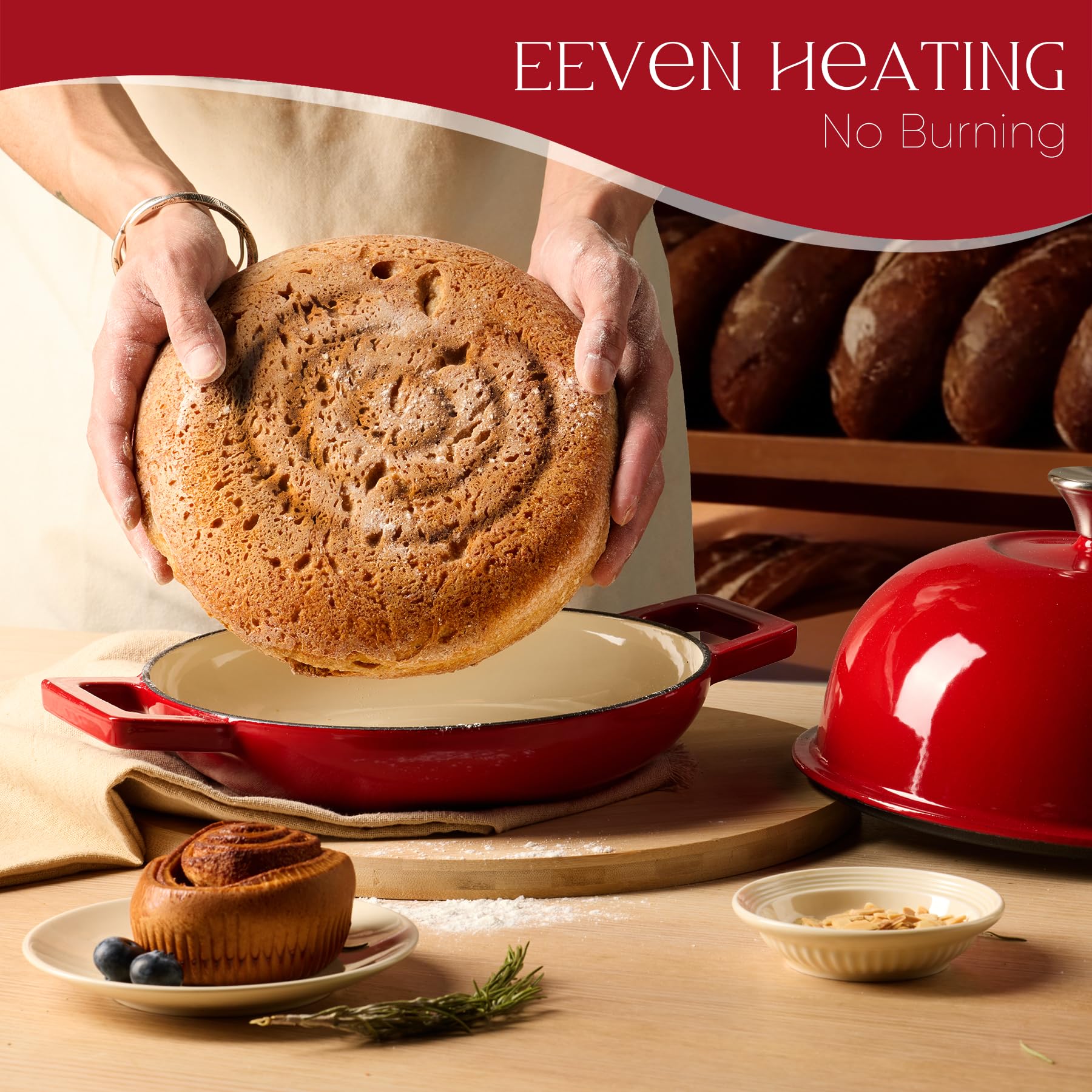 CAROTE 2QT Enameled Cast Iron Dutch Oven Pot with Lid, Mini Round Dutch Oven for Small Sourdough Bread, Stews, Soups, Sauces, Beans, Rice, Serves 1-2, Dual Handles, Healthy & Non-Toxic, All Stovetop Compatible, Oven Safe up to 500° F, White