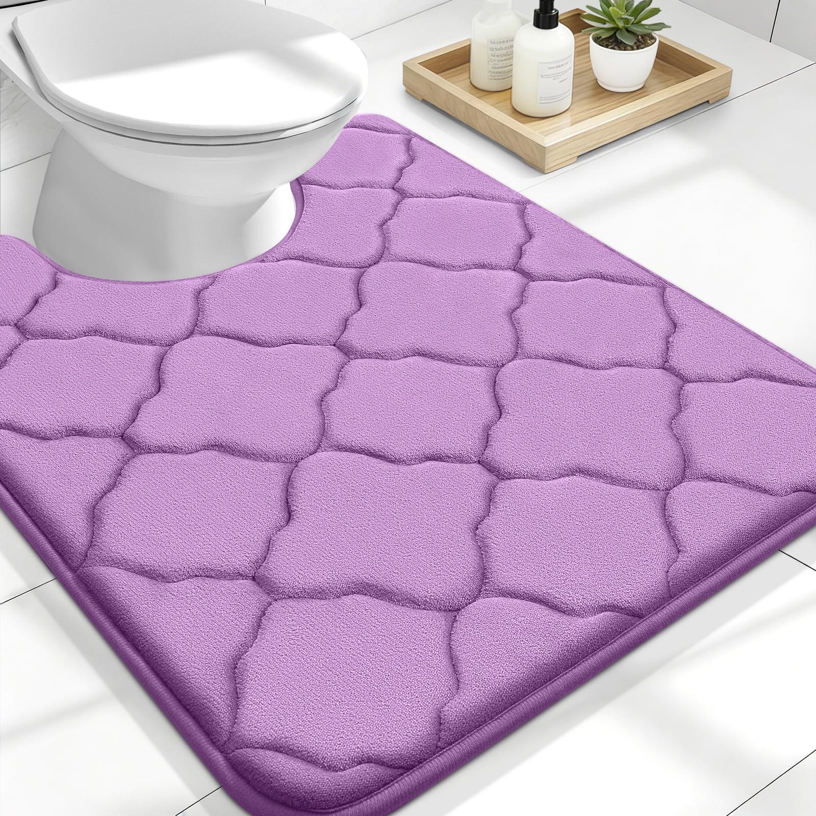 OLANLY Memory Foam Bath Mat Rug 24x16, Ultra Soft and Absorbent Bathroom Rugs, Non-Slip, Comfortable, Machine Washable Bath Carpet for Bathroom Floor, Tub, Shower and Home Decor Accessories, Black