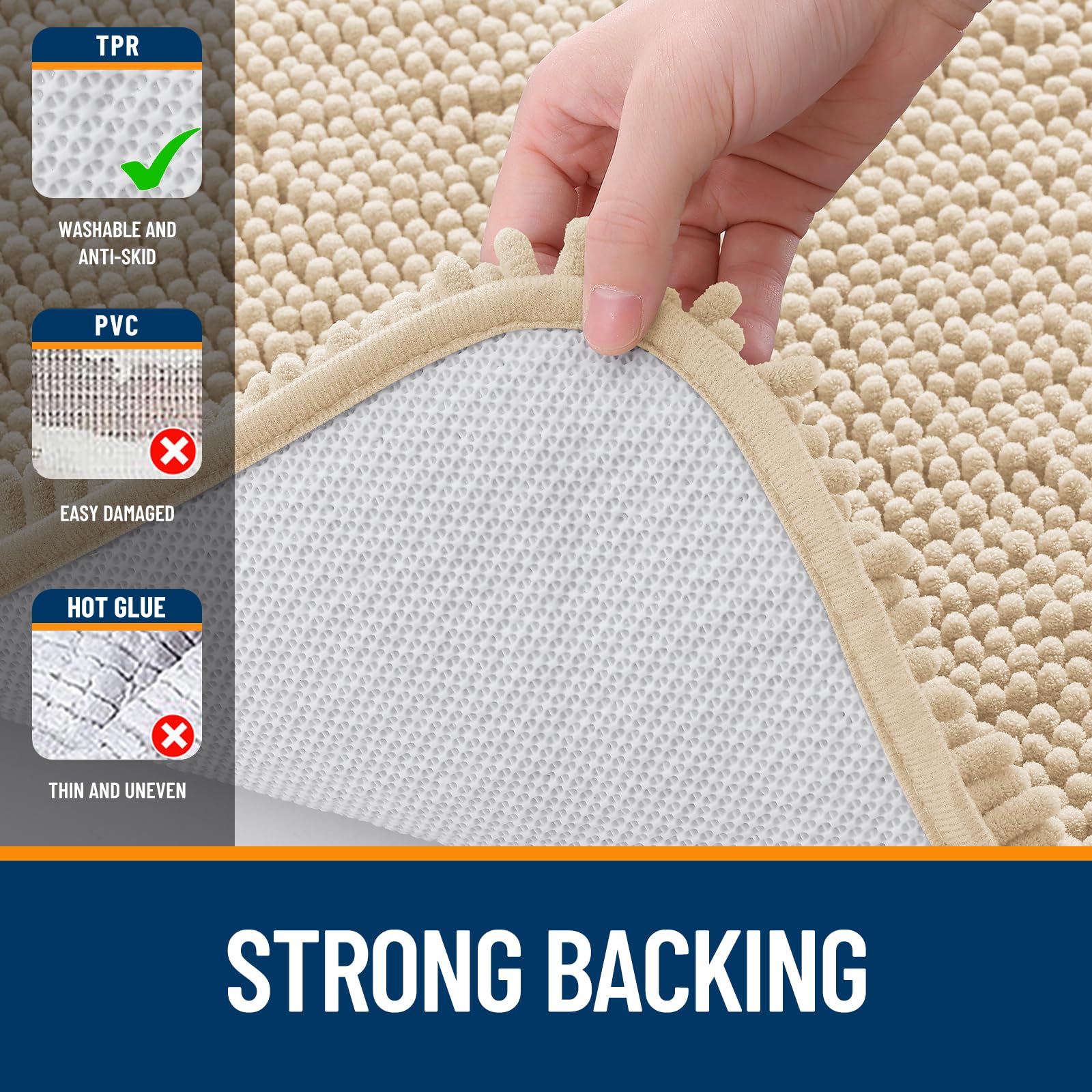OLANLY 30-inch Round Bathroom Rugs, Extra Soft and Absorbent Chenille Bath Rugs, Quick Dry Machine Washable Bath Mats for Bathroom Floor, Tub and Shower, Home Decor Accessories, Grey