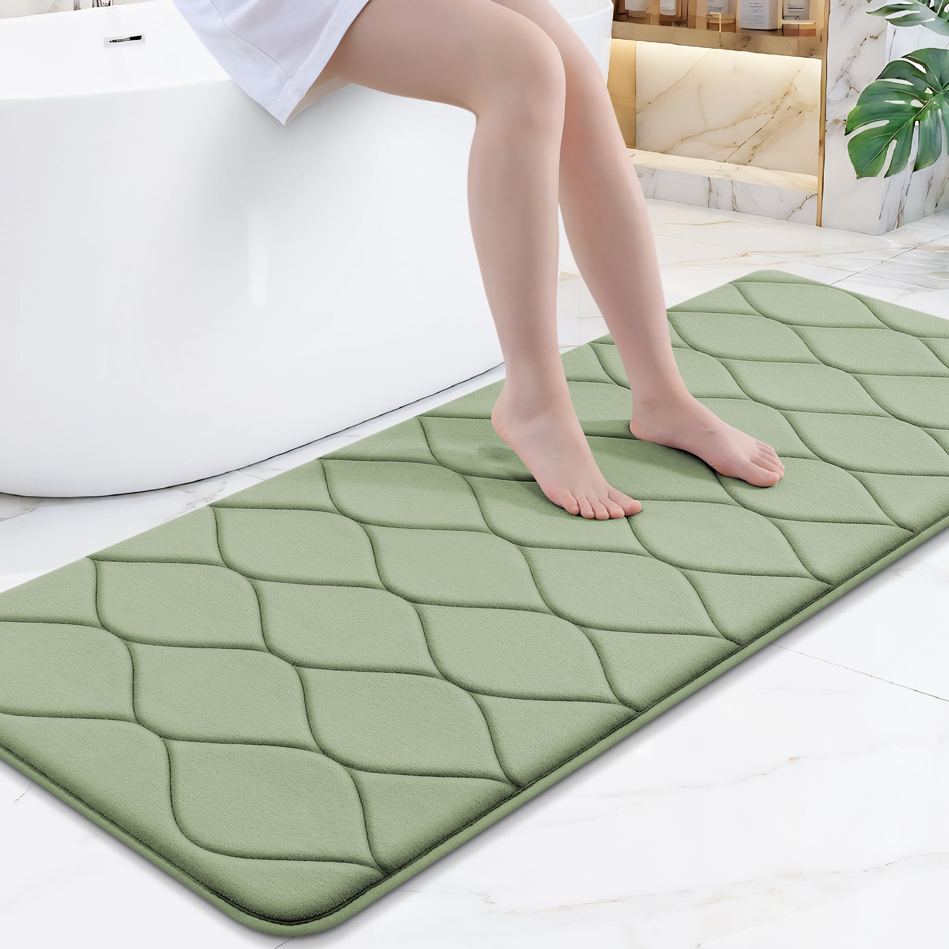 Smiry Memory Foam Bath Mat 30''x20'', Ultra Soft Non-Slip Bathroom Rug, Plush Water Absorbent Quick Dry and Machine Washable Floor Mat for Shower, Tub & Home Decor, Grey