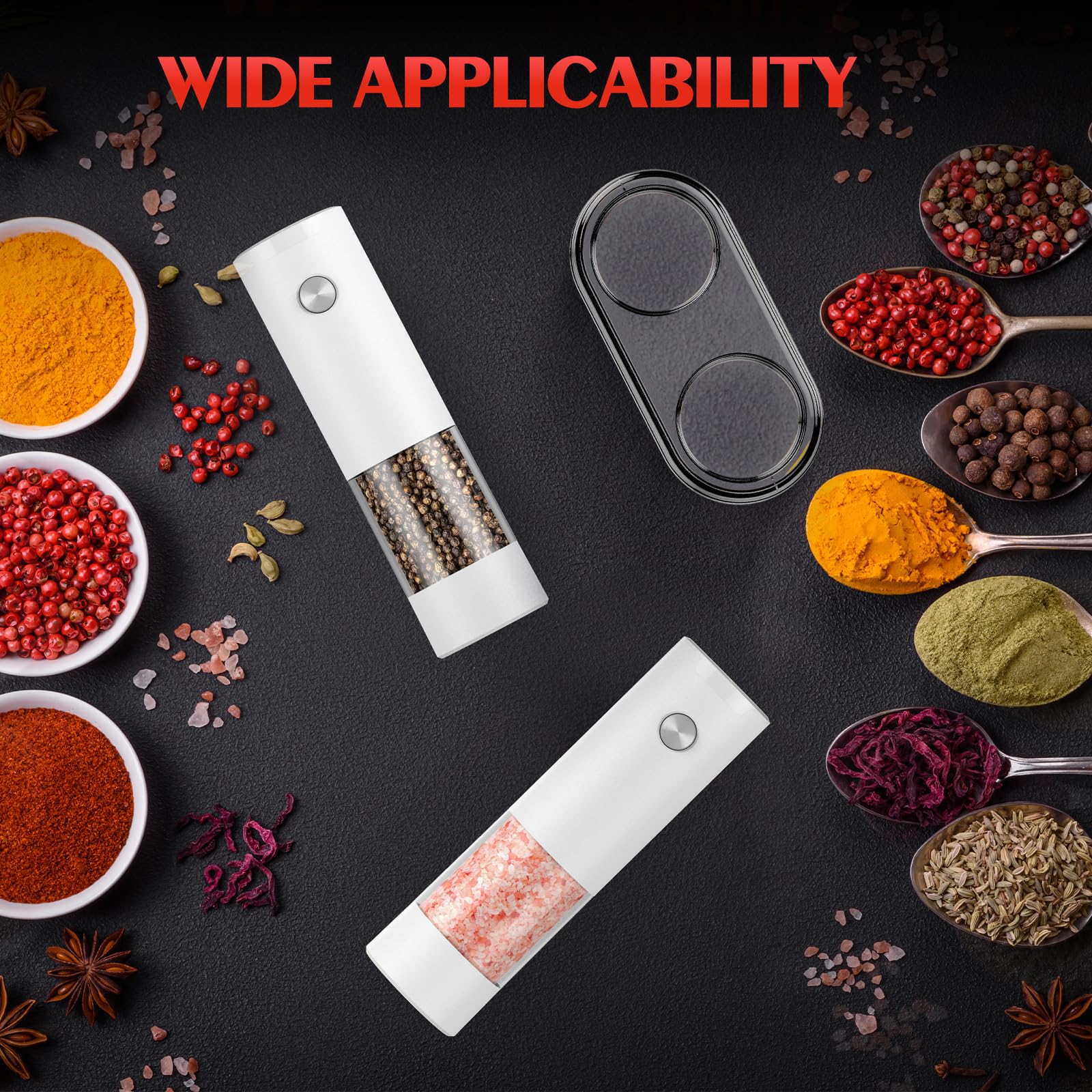 Electric Salt and Pepper Grinder Set Automatic Battery Pepper Mill Shakers Adjustable Coarseness Upgraded Larger Capacity with Led Home and Kitchen Appliances Birthday Gifts for Women Mom