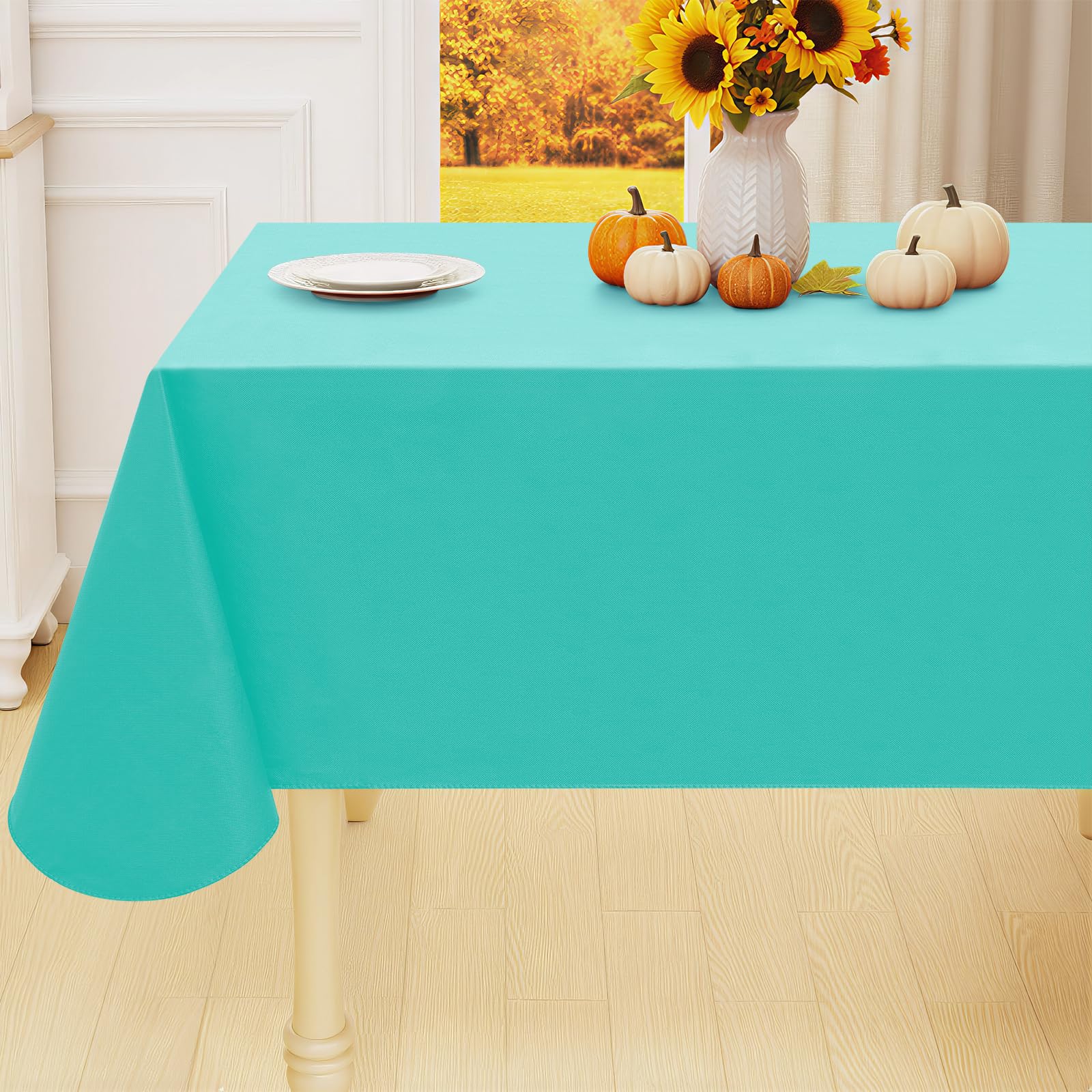 Smiry Rectangle Table Cloth 60x84 Inch, Waterproof Wipeable Vinyl Tablecloths Protector, Oil Spill Proof Plastic Table Cover for Dining, Picnic, Camping, Outdoor, Clear