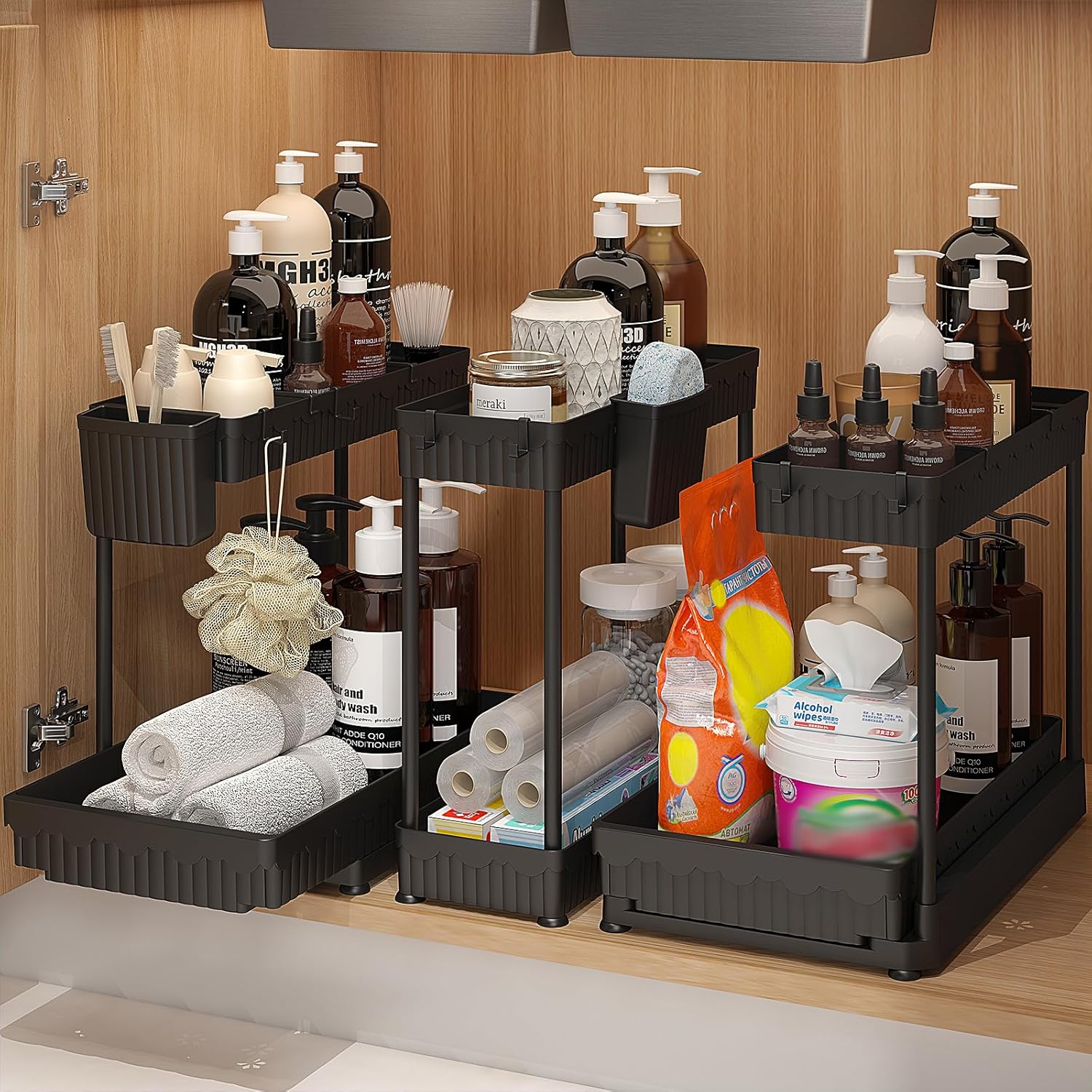 2 Pack Under Sink Organizer, 3 Pack Under Sink Organizers and Storage L-Shaped