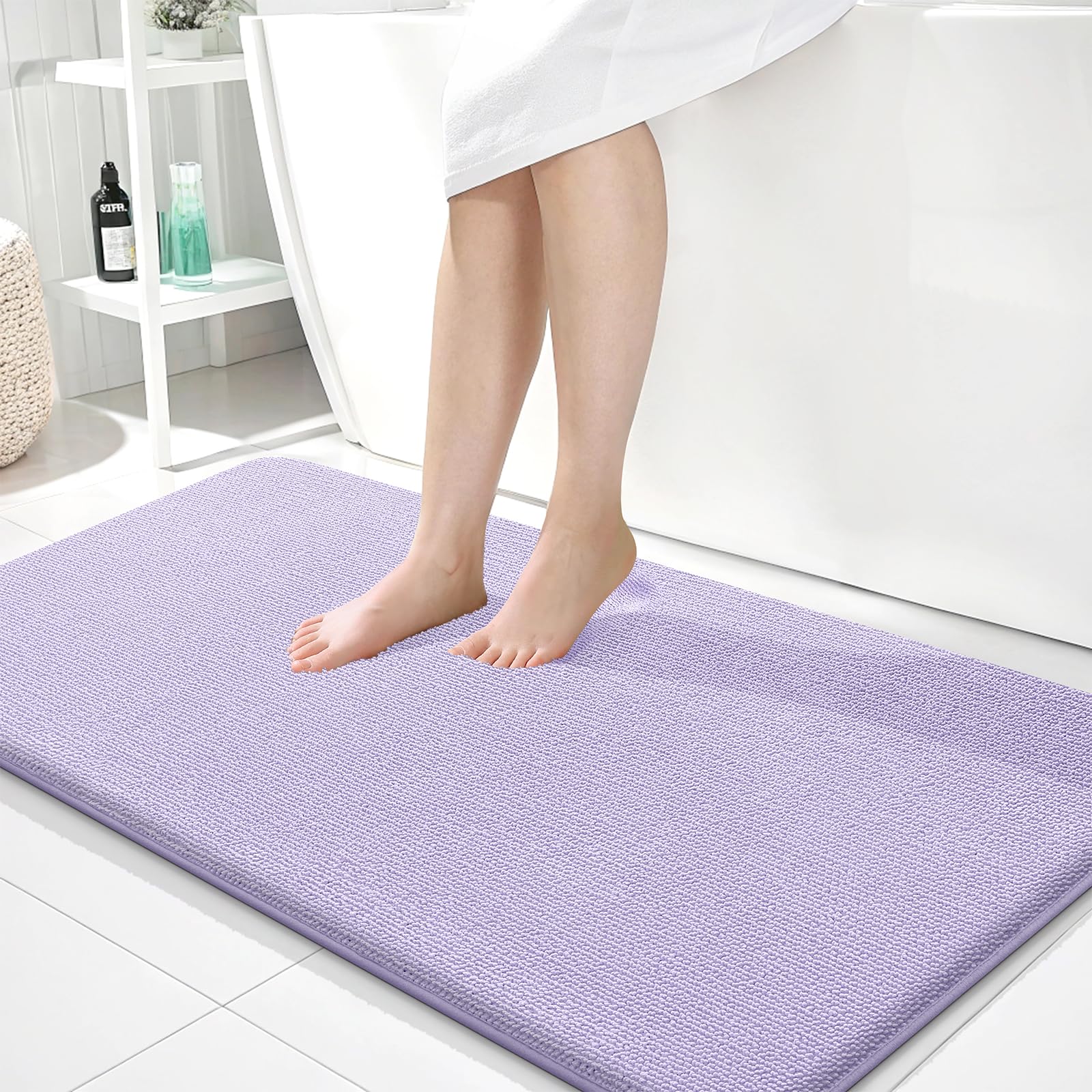 OLANLY Thick Memory Foam Bath Mat Rug 30x20, Extra Soft Absorbent Bathroom Rugs, Quick Dry Bath Mats, Non-Slip, Machine Washable Carpet for Bathroom, Tub and Shower, Home Decor Accessories, Grey