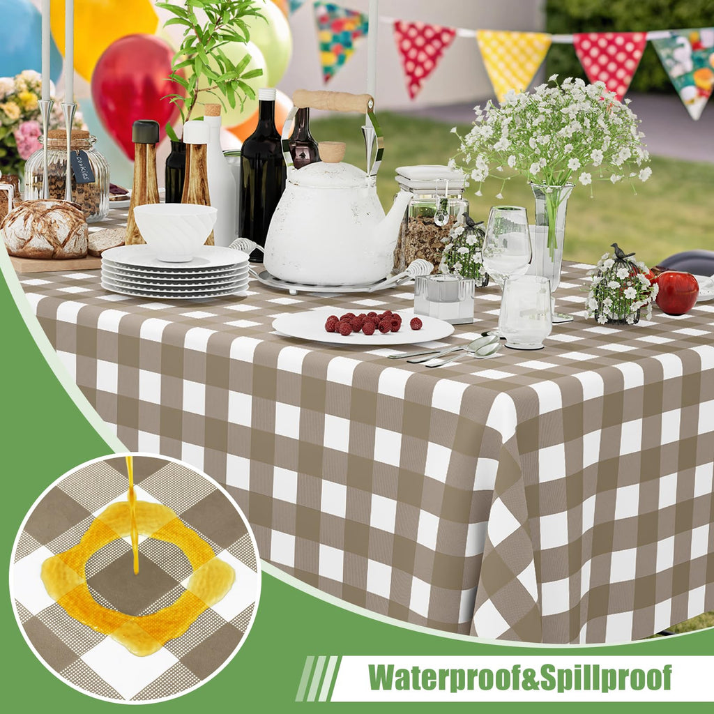 Smiry 3 Pack Red Gingham Disposable Tablecloths - 54" x 108" Heavy Duty Plastic Table Cloth, Waterproof Buffalo Plaid Table Covers for Picnic, Banquets, Outdoor Parties