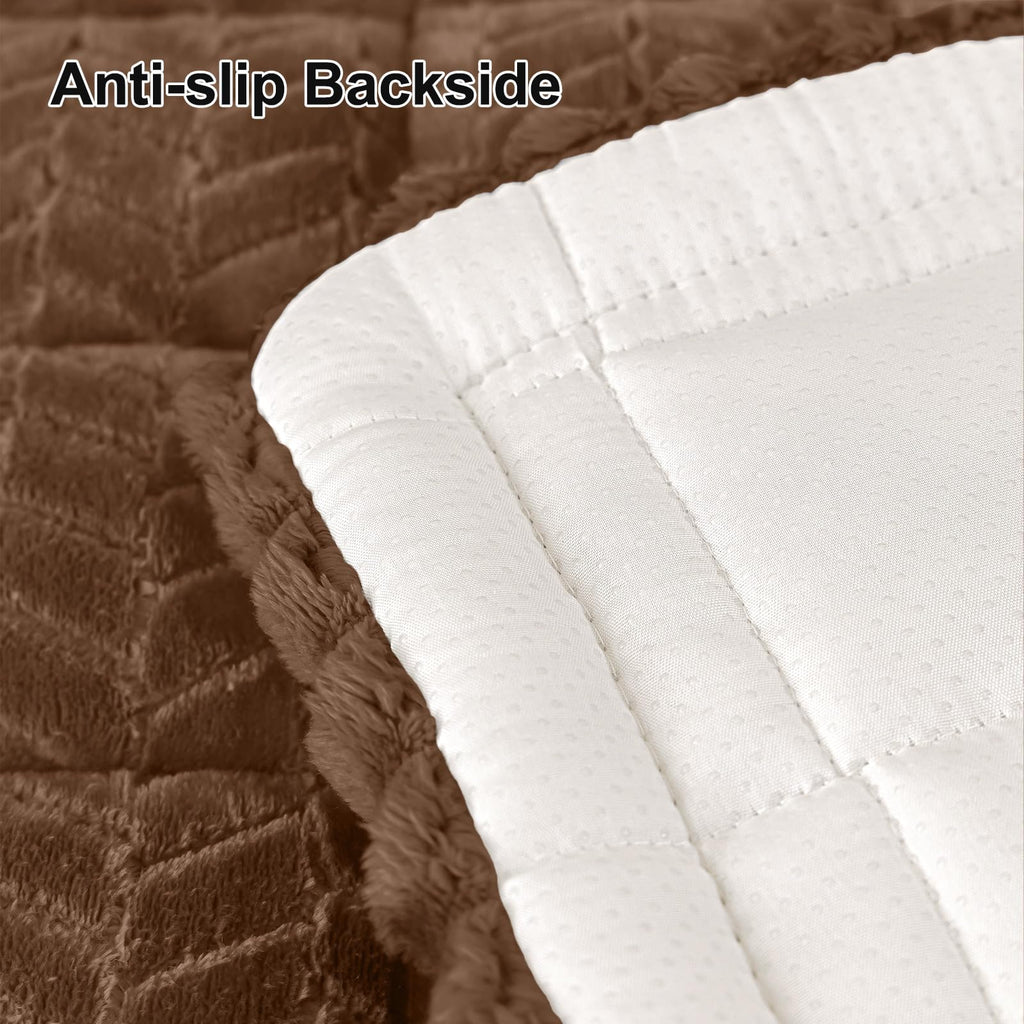 Smiry Non Slip Couch Covers for Dogs, Fuzzy Pet Couch Covers for 2-3 Cushion Sofa Pet Friendly, Soft Sofa Slipcovers Cushion Furniture Protector Washable (Beige, 27.6" x 59")