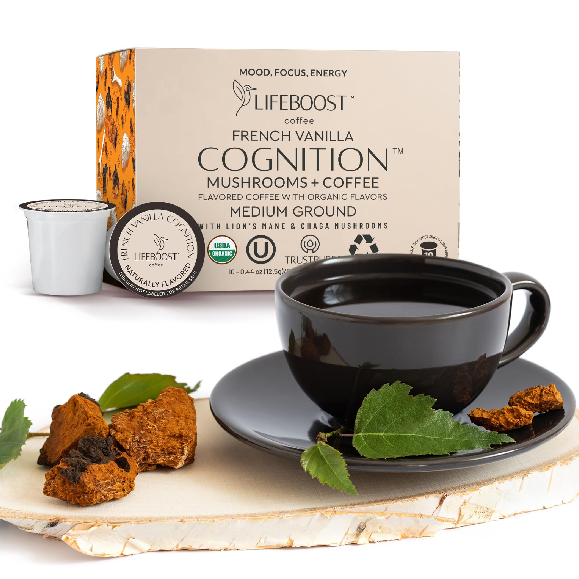 Lifeboost Medium Roast Low Acid Coffee K Cups - Single Origin Mold Free Non-GMO Organic Coffee Pods - Compatible with Keurig & Keurig 2 Machines - 10 Count