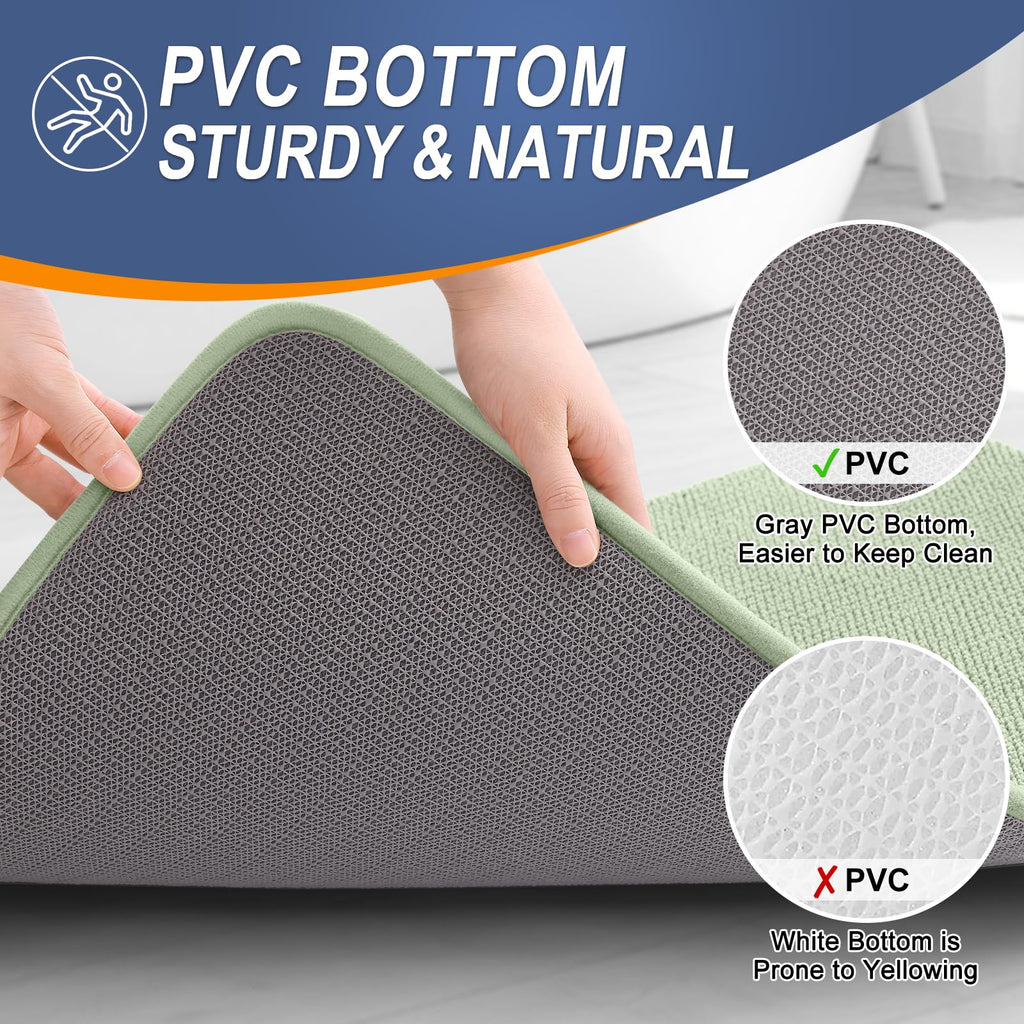 OLANLY Bathroom Rugs Sets 2 Piece, Soft Absorbent Memory Foam Bath Rug Set, Non-Slip, Quick Dry, Machine Washable Bath Mats for Bathroom, Home Decor Accessories (30"x20"+24"x16", Grey)