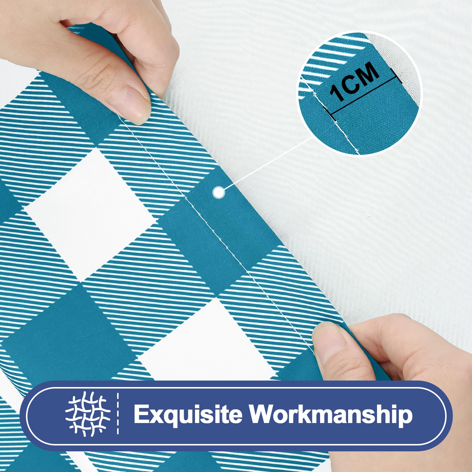 Smiry Picnic Table Cover with Bench Covers, Waterproof Elastic Fitted Tablecloths for 6 Foot Rectangle Tables, Washable Buffalo Plaid Tablecloth for Camping, Outdoor (Black & White, 30"x72")