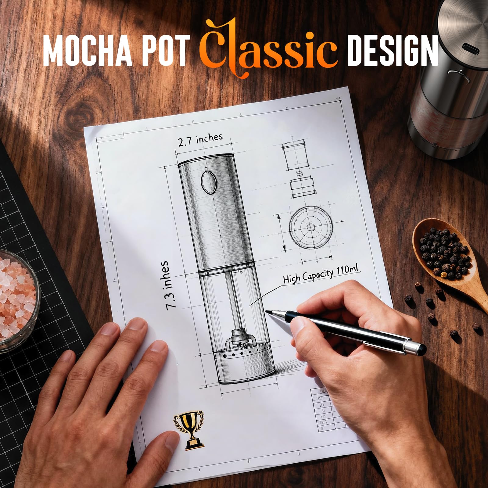 Electric Salt and Pepper Grinder Set Automatic Battery Pepper Mill Shakers Adjustable Coarseness Upgraded Larger Capacity with Led Home and Kitchen Appliances Birthday Gifts for Women Mom