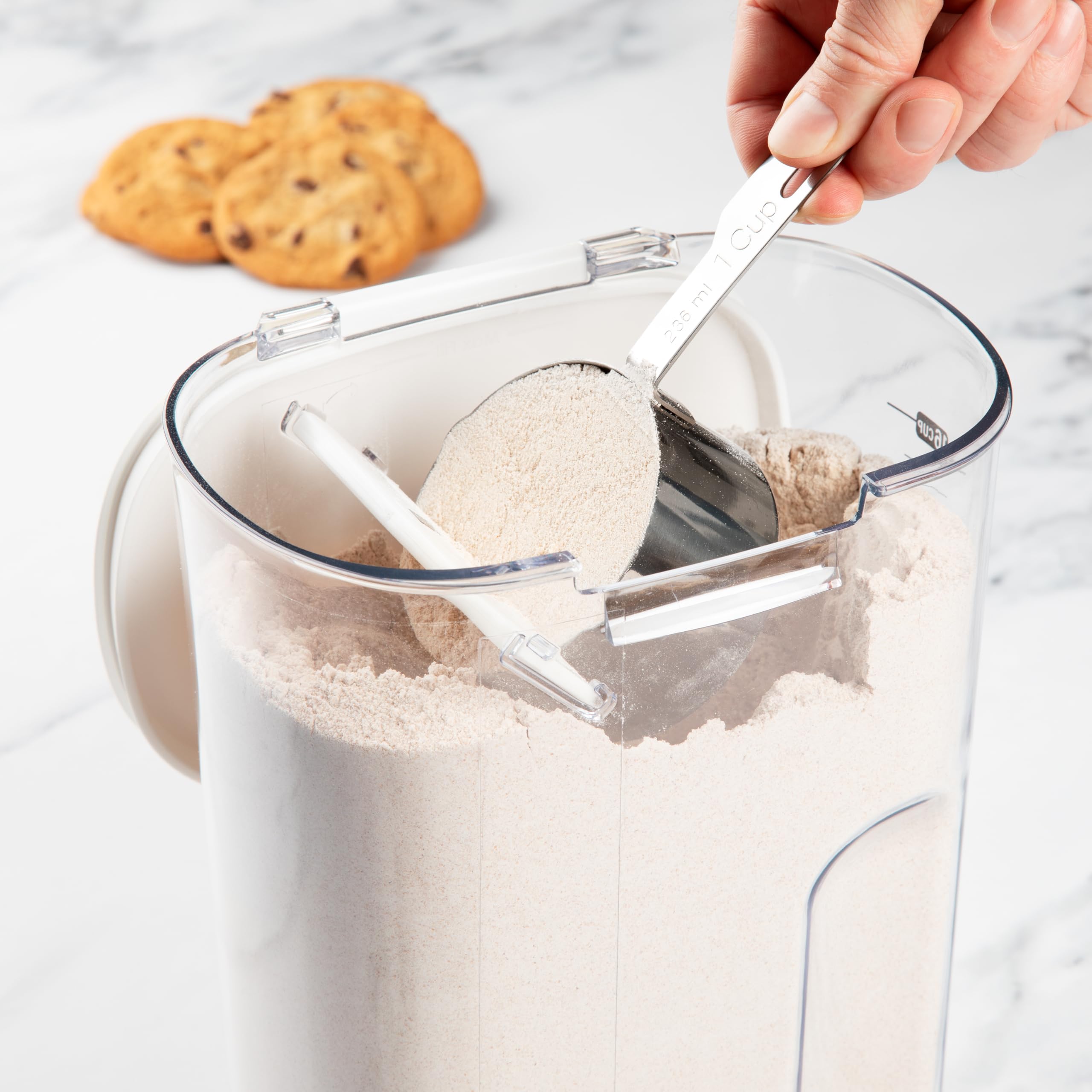 ProKeeper+ Airtight Food Storage Container Set – Clear Plastic Flour and Sugar Canister Set with Magnetic Accessories for Kitchen Organization (Grey, 9-Piece)