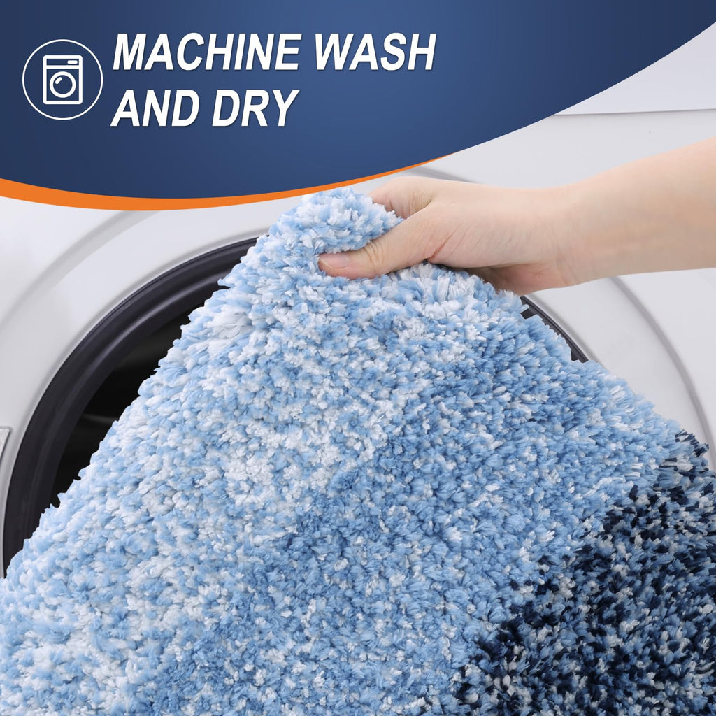 OLANLY Bathroom Rugs Sets 3 Piece, Soft Microfiber Absorbent Bath Mat, U-Shaped Contour Toilet Mat and Toilet Lid Cover, Quick Dry, Machine Washable, Toilet Cover and Rug Set for Bathroom, Grey