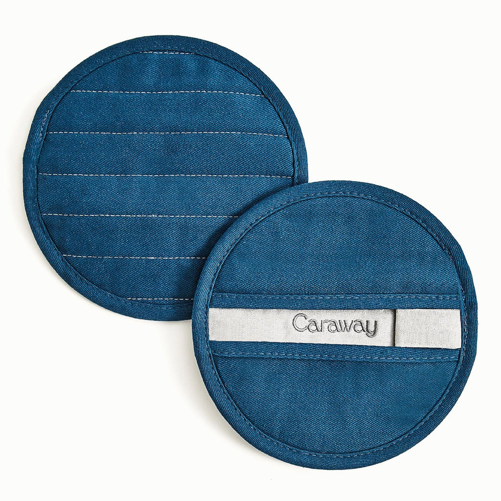 Caraway Pot Holders - 100% Organic Cotton Pot Holder - Double-Layer Stain Resistant Stitching - Resists High Heat & Low Cold Temperatures - Machine Washable - Cream