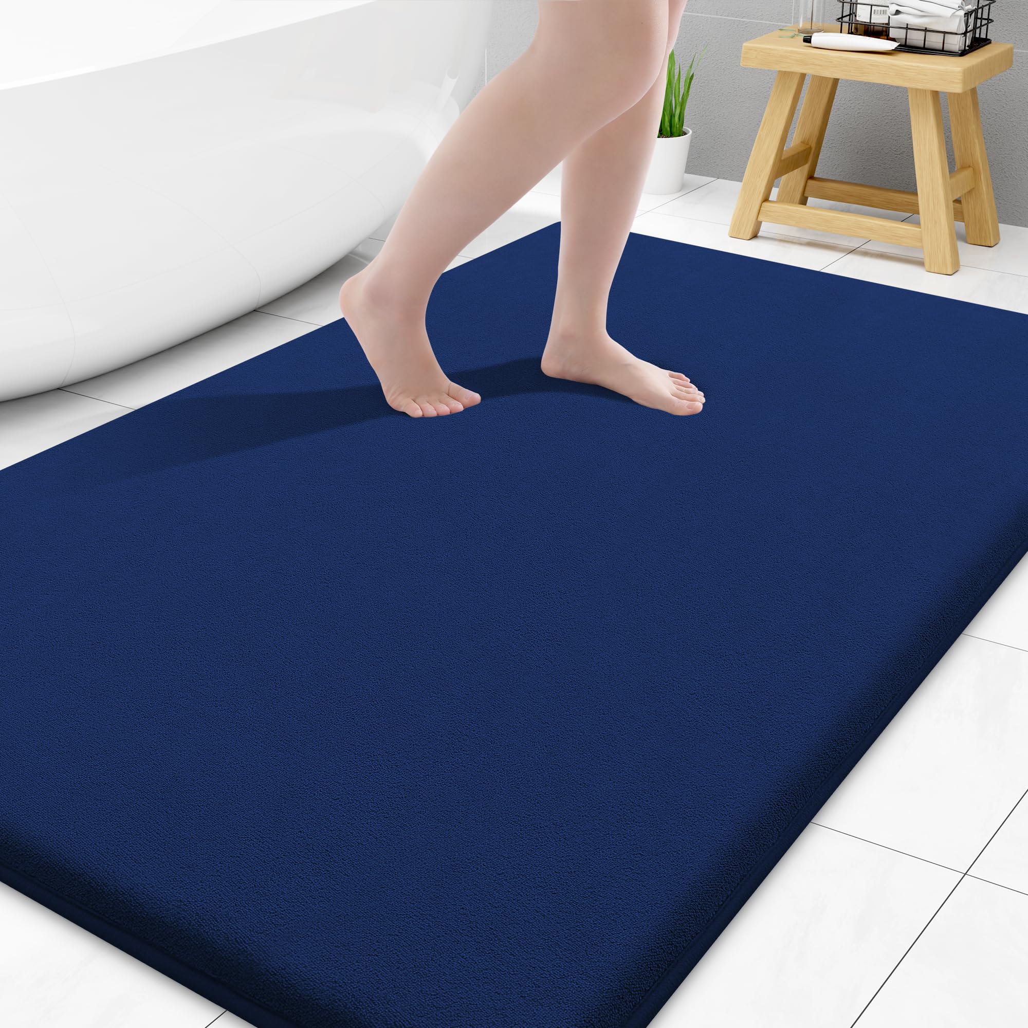 Smiry Memory Foam Bath Mat 30x20, Extra Soft and Absorbent Bathroom Mats, Non Slip Washable Carpet for Floor, Shower and Tub, Black
