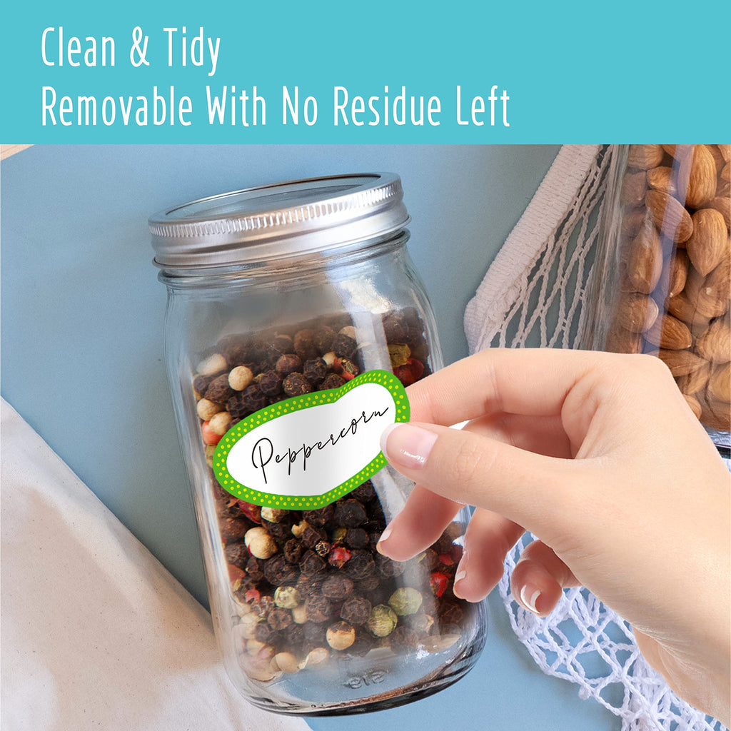 500 Removable Freezer Pantry Canning Labels Set Water Oil Resistant with Perforation Line for Food Containers Jars Kitchen Restaurant Storage Organization