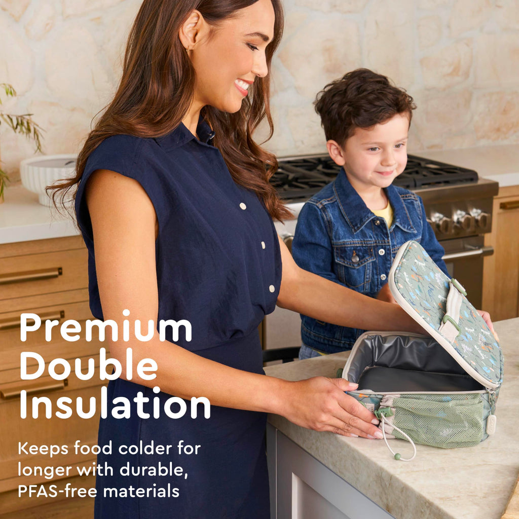 Bentgo Kids Lunch Bag - Durable, Double-Insulated Lunch Bag for Kids 3+; Holds Lunch Box, Water Bottle, & Snacks; Easy-Clean Water-Resistant Fabric & Multiple Zippered Pockets (Mermaid)