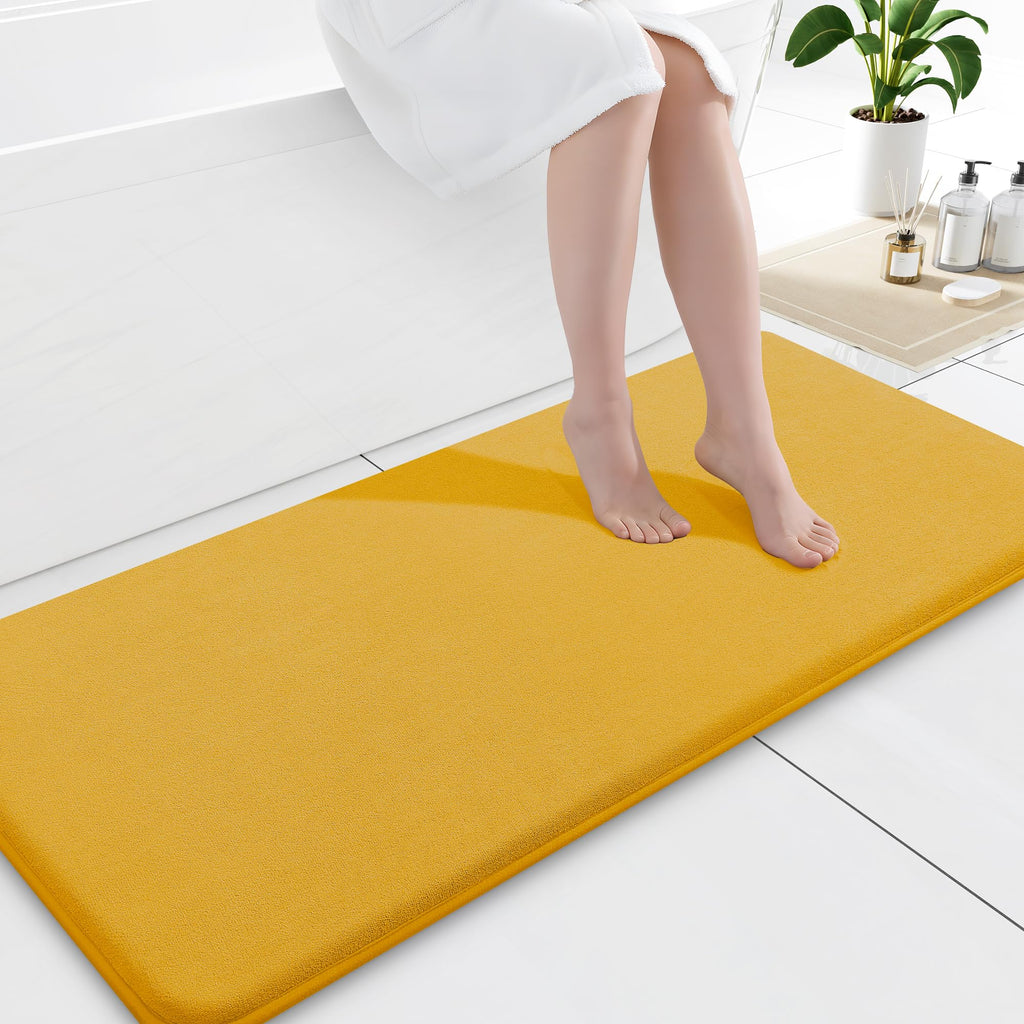 Smiry Memory Foam Bath Mat 30x20, Extra Soft and Absorbent Bathroom Mats, Non Slip Washable Carpet for Floor, Shower and Tub, Black