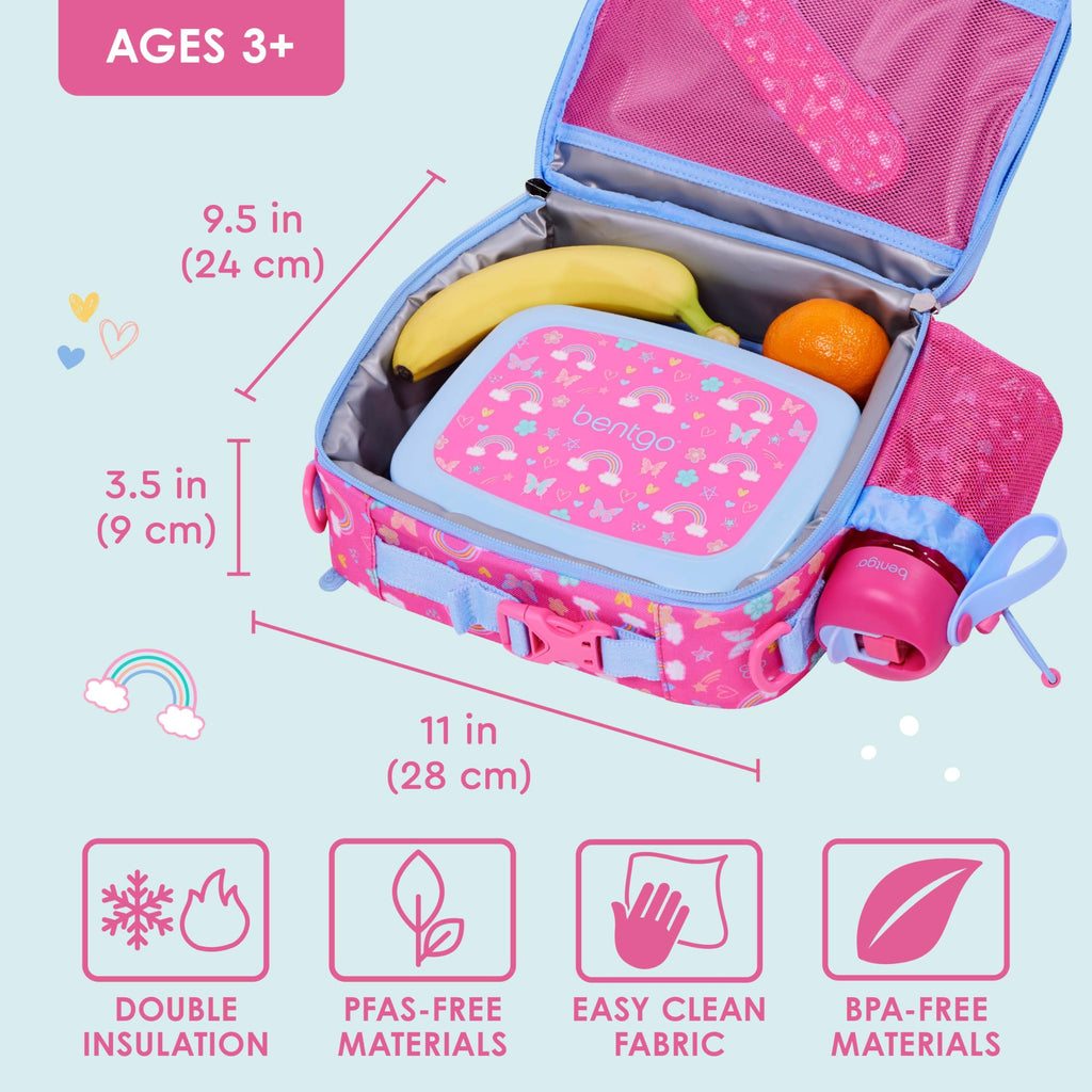 Bentgo Kids Lunch Bag - Durable, Double-Insulated Lunch Bag for Kids 3+; Holds Lunch Box, Water Bottle, & Snacks; Easy-Clean Water-Resistant Fabric & Multiple Zippered Pockets (Mermaid)