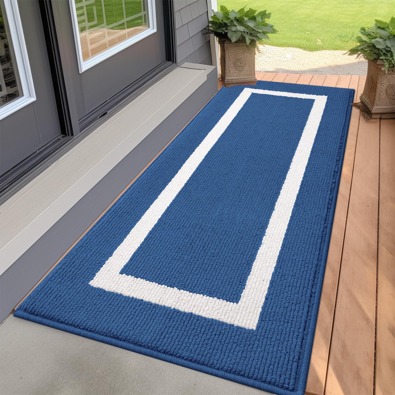 OLANLY Indoor Door Mat, 32x20, Non-Slip Absorbent Resist Dirt Entrance Mat, Washable Low-Profile Inside Entry Doormats for Entryway, Grey