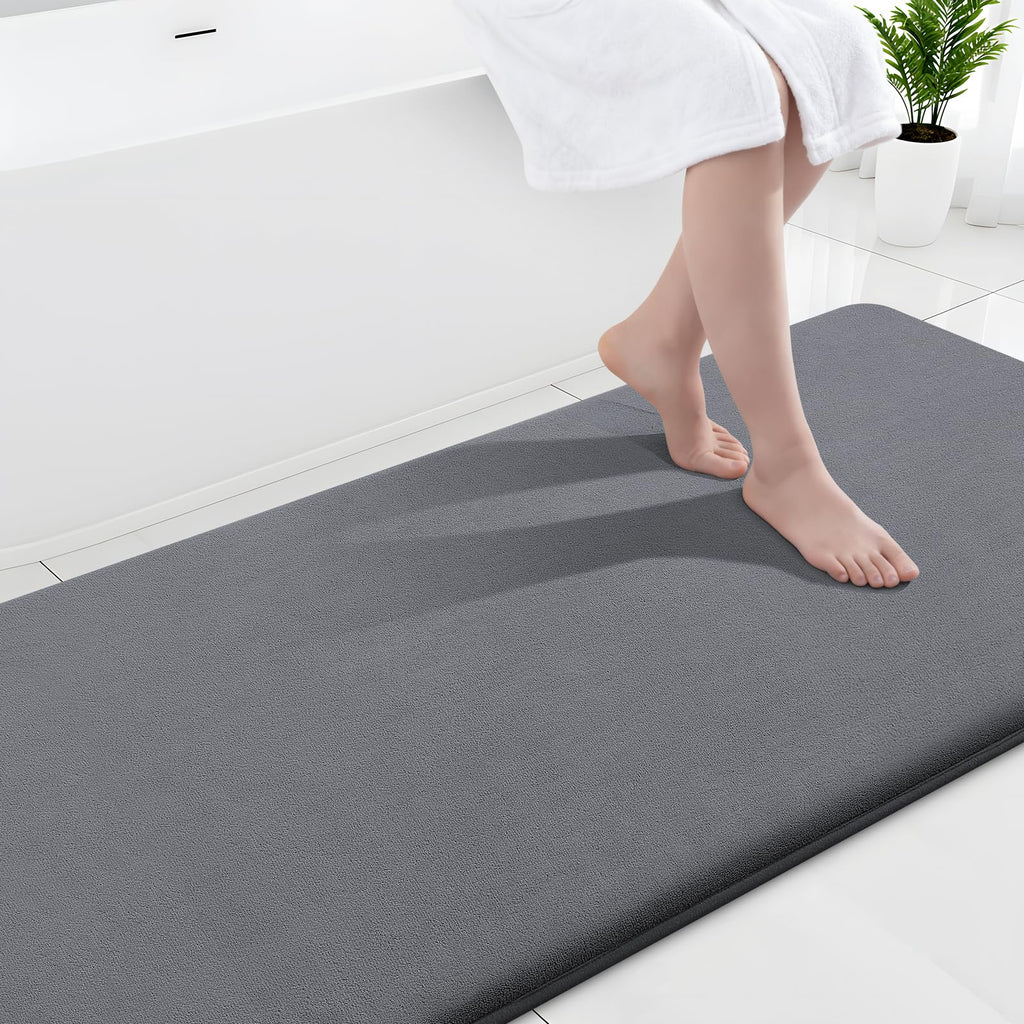 Smiry Memory Foam Bath Mat 30x20, Extra Soft and Absorbent Bathroom Mats, Non Slip Washable Carpet for Floor, Shower and Tub, Black