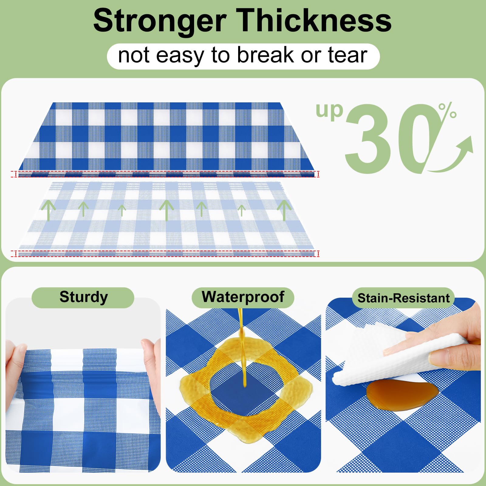 Smiry 3 Pack Red Gingham Disposable Tablecloths - 54" x 108" Heavy Duty Plastic Table Cloth, Waterproof Buffalo Plaid Table Covers for Picnic, Banquets, Outdoor Parties