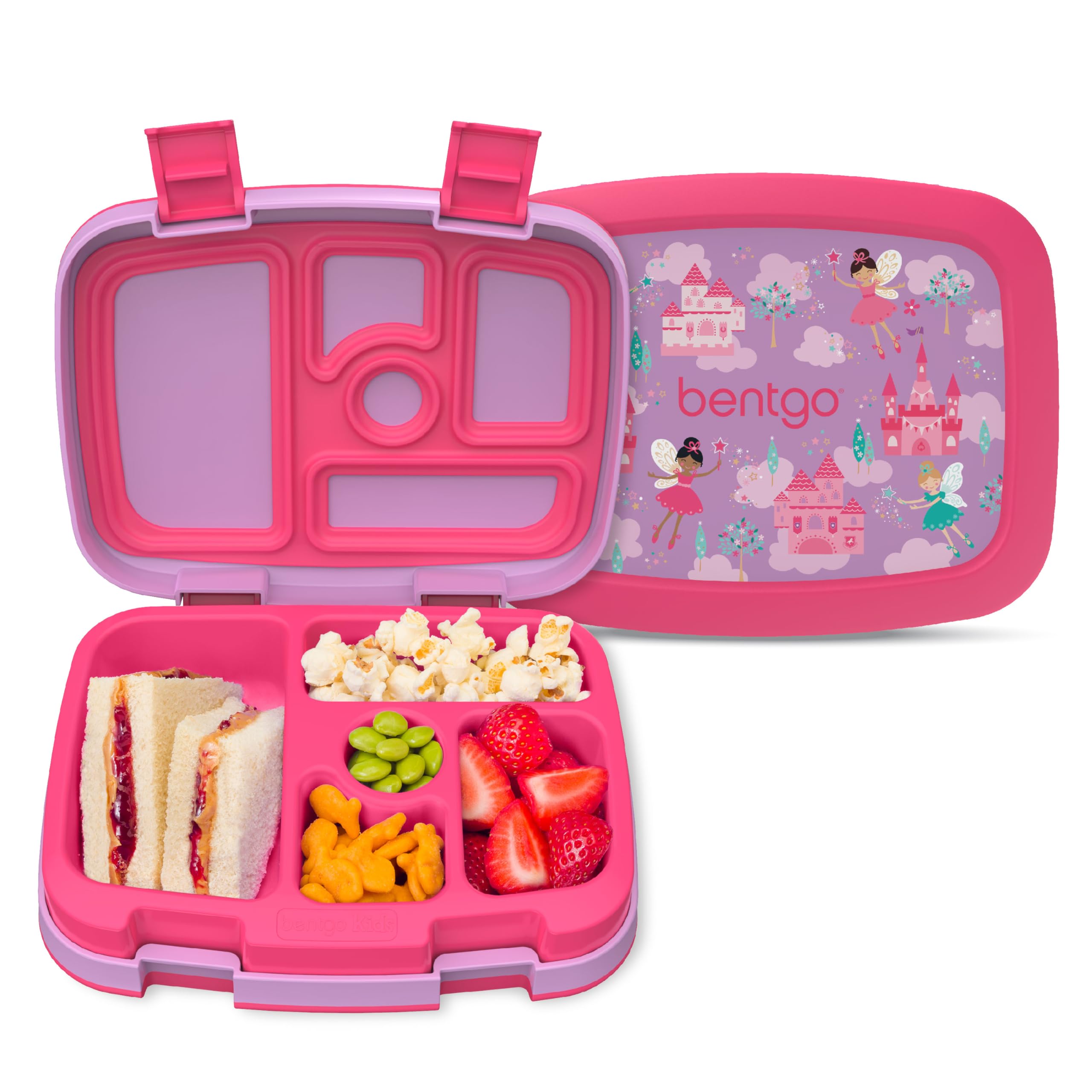 Bentgo Kids Prints Leak-Proof, 5-Compartment Bento-Style Kids Lunch Box - Ideal Portion Sizes for Ages 3-7, Durable, Drop-Proof, Dishwasher Safe, & PFAS & BPA-Free Materials (Unicorn)
