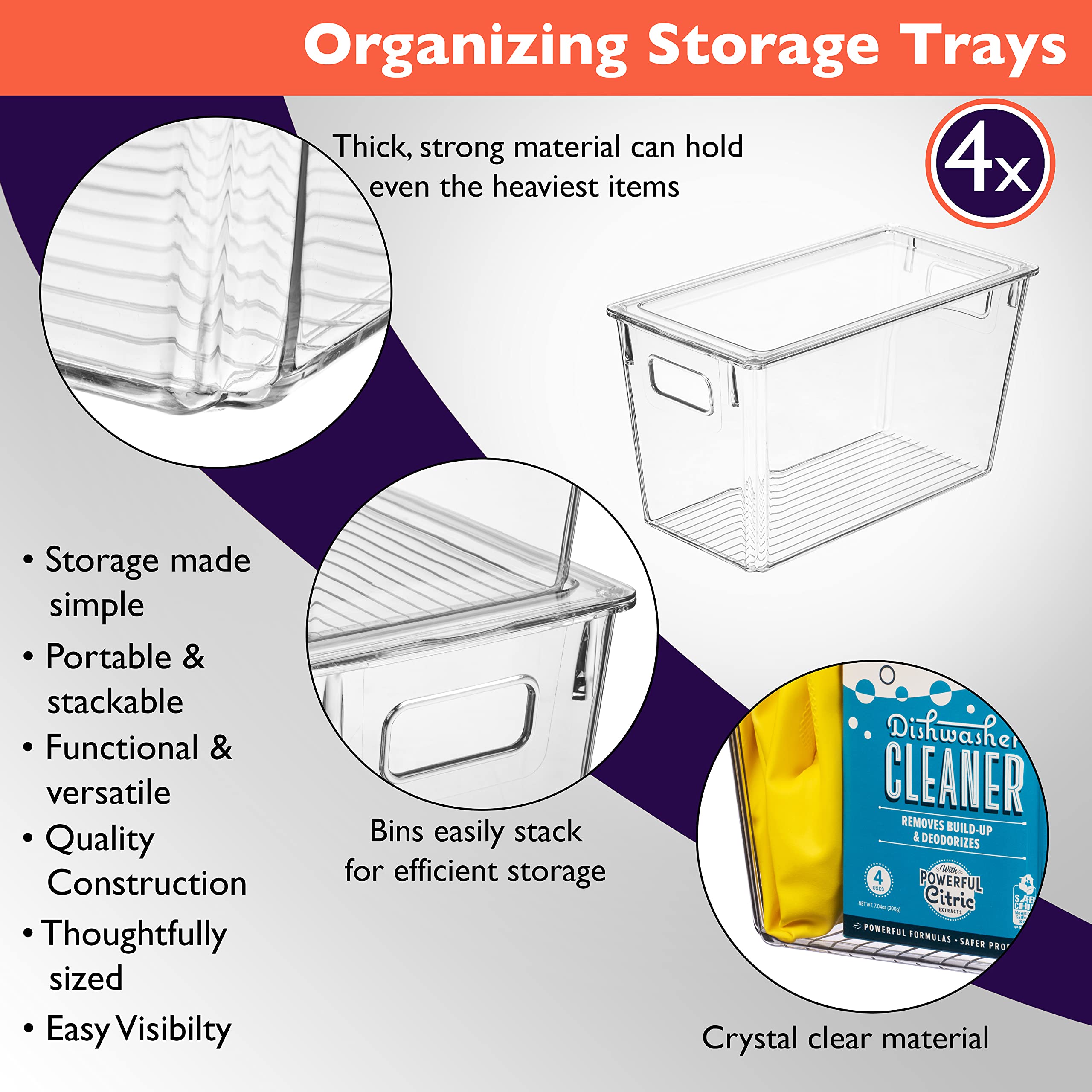 ClearSpace Plastic Storage Bins with Lids XL – Perfect Kitchen Organization or Pantry Storage – Fridge/Cabinet Organizers