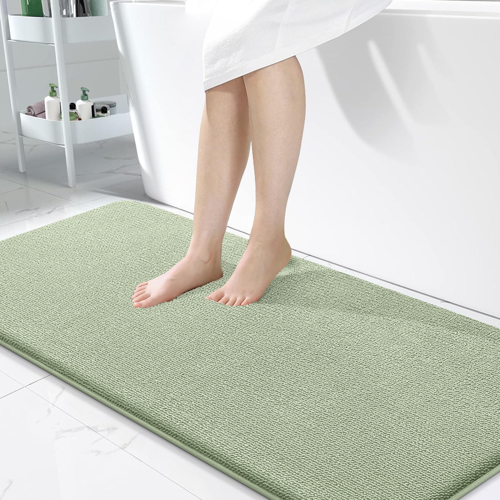 OLANLY Thick Memory Foam Bath Mat Rug 30x20, Extra Soft Absorbent Bathroom Rugs, Quick Dry Bath Mats, Non-Slip, Machine Washable Carpet for Bathroom, Tub and Shower, Home Decor Accessories, Grey