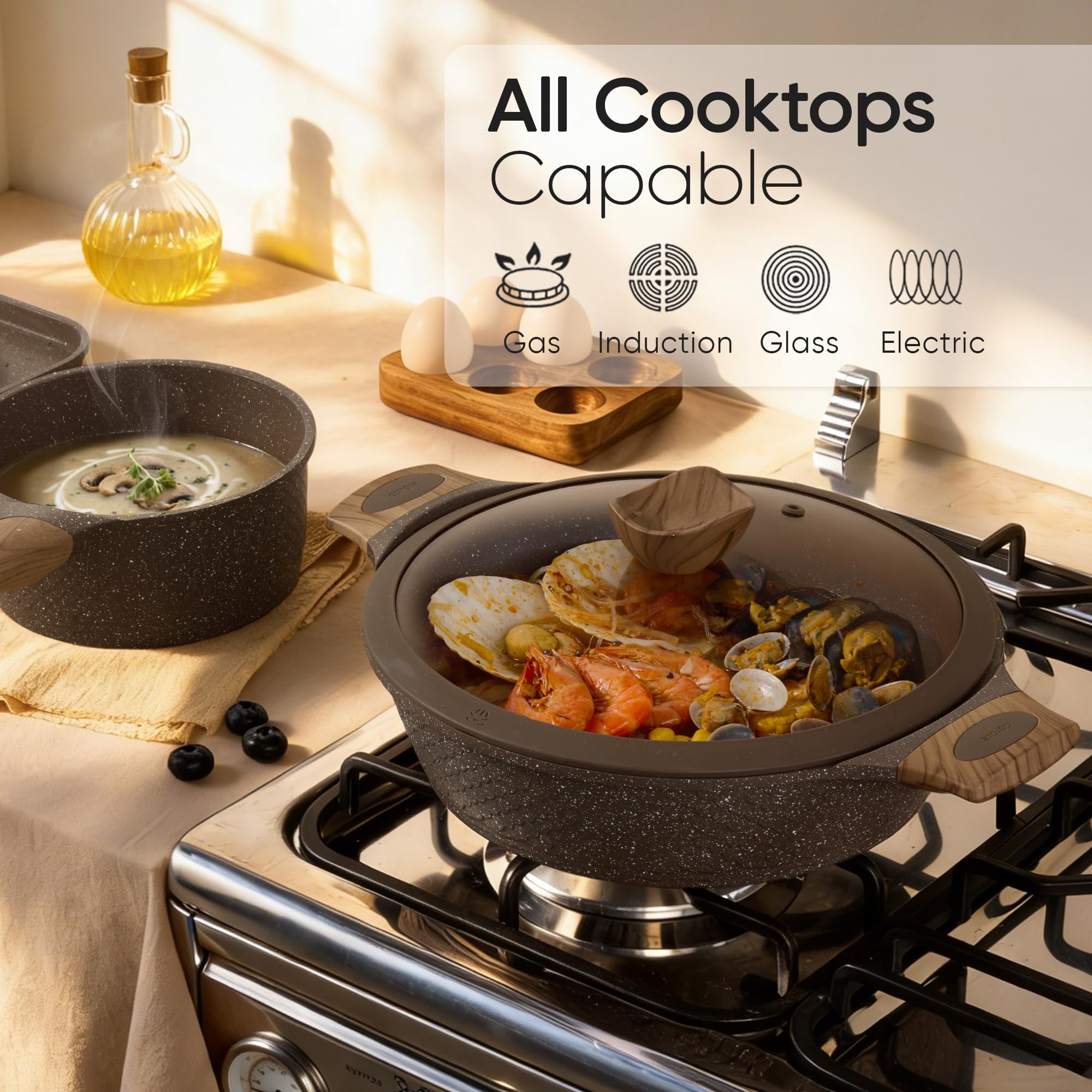 CAROTE 26PCS Pots and Pans Set Non Stick, Cookware Set Pots and Pans Induction Cook Ware, Nonstick Kitchen Cooking, PFOA Free