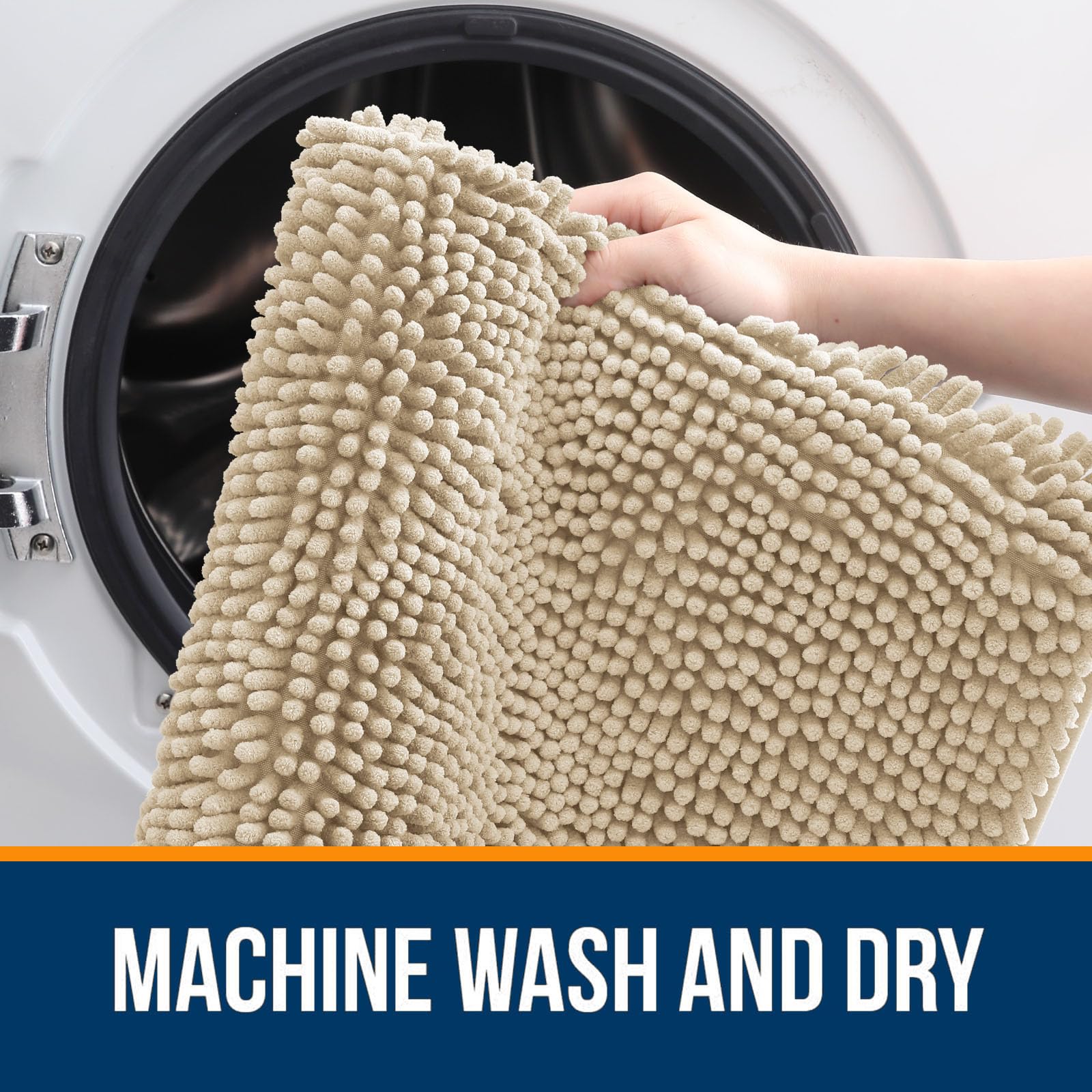 OLANLY 30-inch Round Bathroom Rugs, Extra Soft and Absorbent Chenille Bath Rugs, Quick Dry Machine Washable Bath Mats for Bathroom Floor, Tub and Shower, Home Decor Accessories, Grey