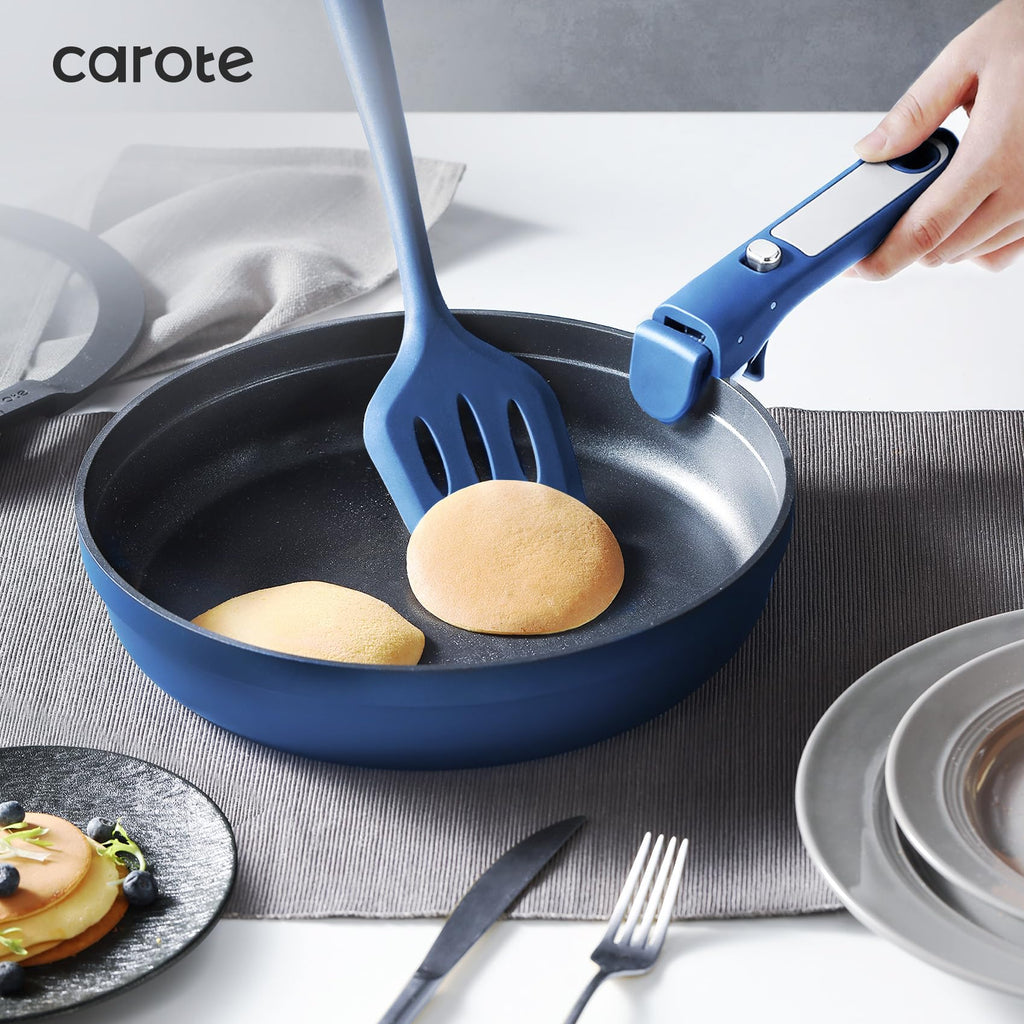CAROTE 22pcs Pots and Pans Set Non Stick, Nonstick Cookware Set, Dishwasher/Oven/Fridge Safe Pots and Pans, Removable Handle RV Oven Safe Cookware, Induction Kitchen Set, Blue