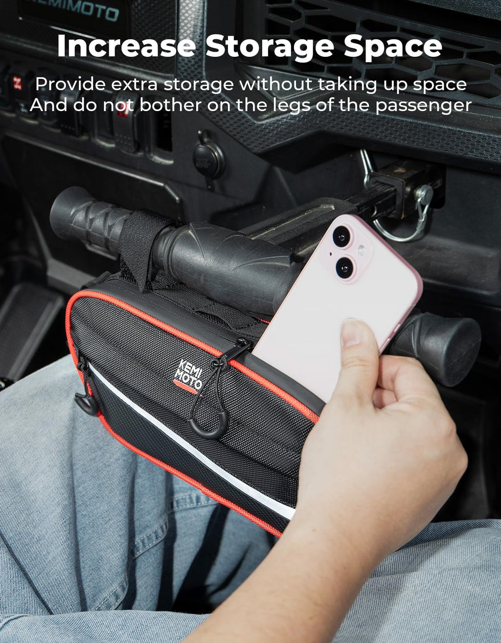 KEMIMOTO UTV Roll Cage Storage Bag Universal 1680D Grab Handle Storage Bag Dimensions 11" x 5" Side by Side Accessories Compatible with UTV, ATV, Golf Cart, Bike, Off-road Vehicle