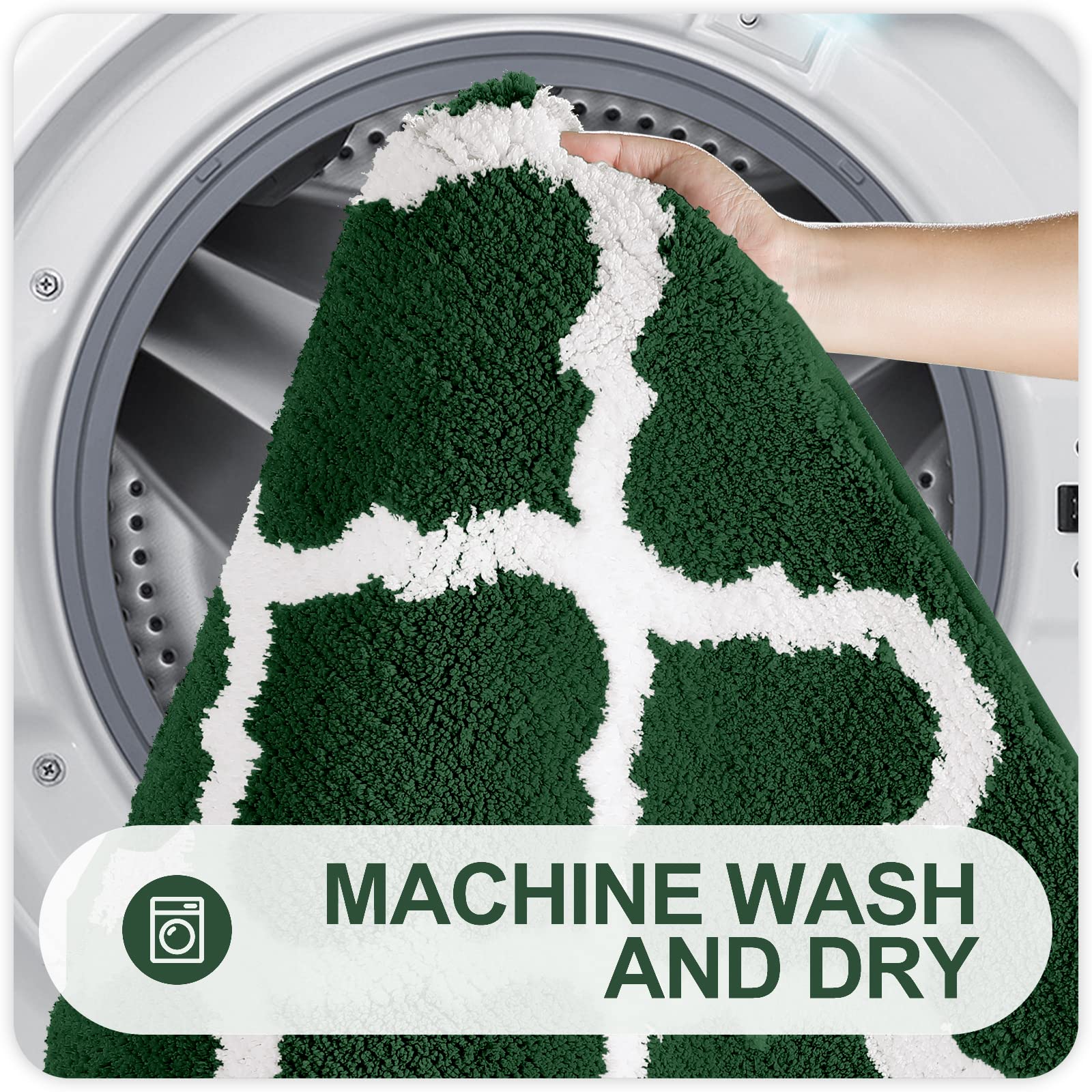 OLANLY Bathroom Rugs Set 2 Piece, Microfiber Bath Shower Mat and U-Shaped Toilet Rug, Machine Wash Dry, Non-Slip Absorbent Shaggy Bath Mats for Tub, Shower and Bathroom (30"x20"+24"x20", Grey)