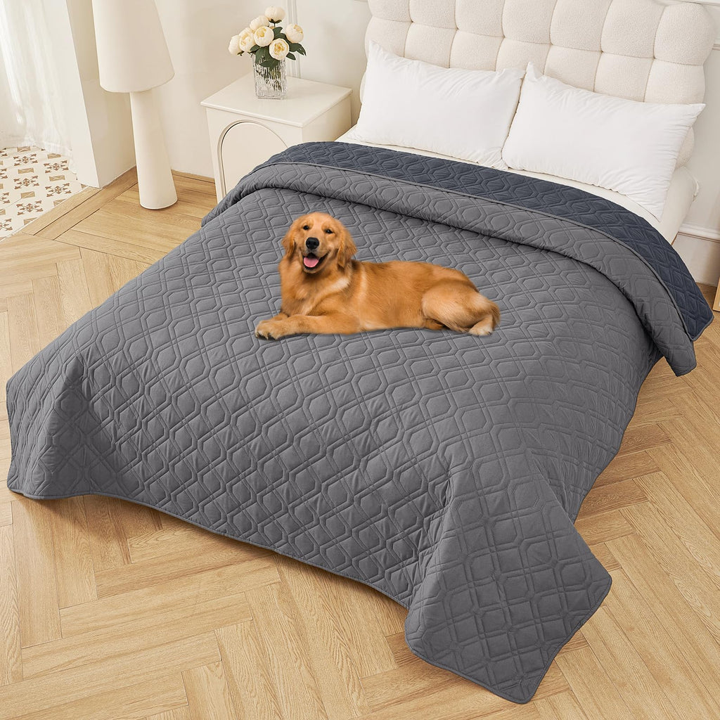 Smiry Waterproof Couch Covers for Dogs Washable, Reversible Pet Couch Covers for 3 Cushion Sofa Pet Friendly, Soft Sofa Furniture Protector for Dogs Cat Kids, Checkered (30"x70", Grey/Dark Grey)