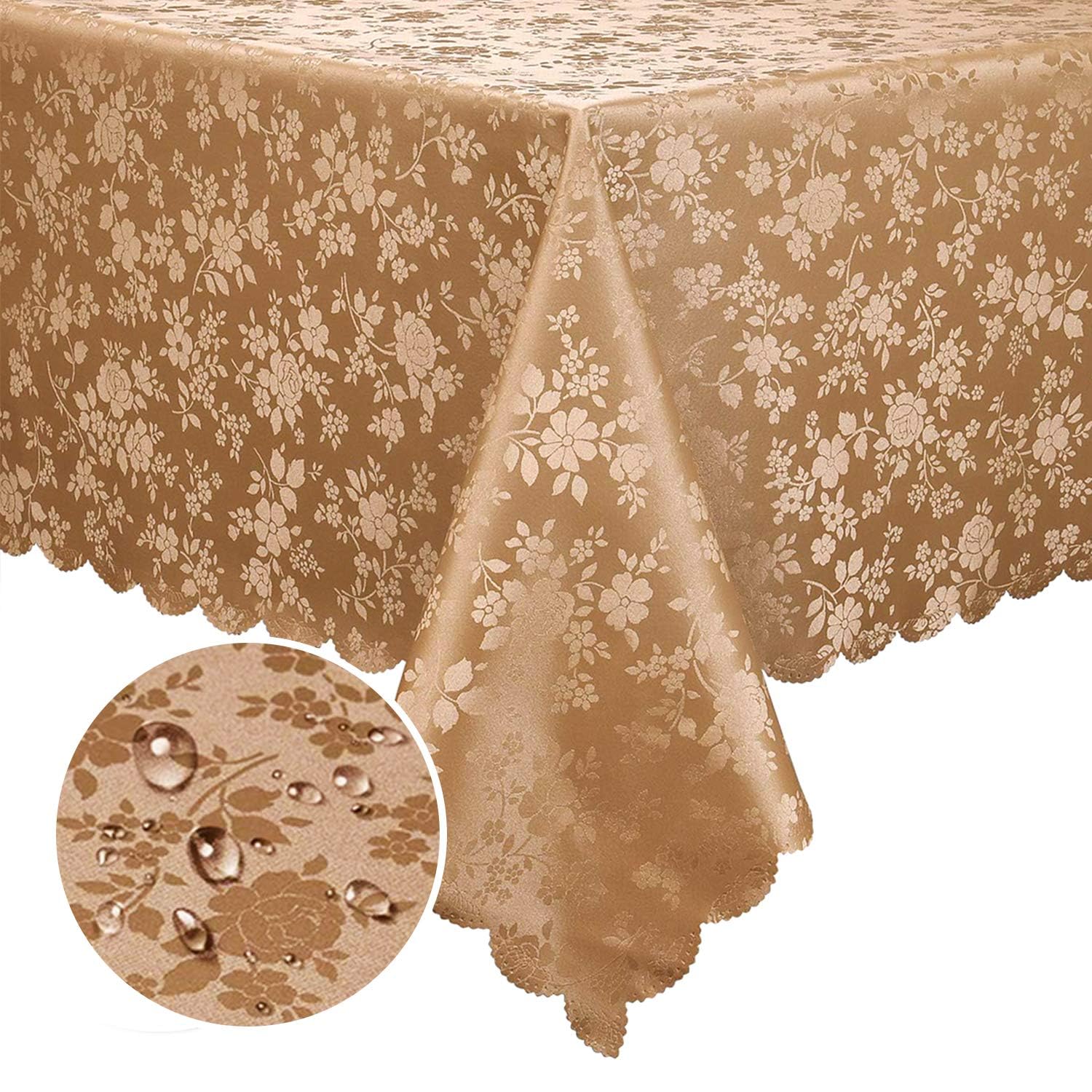 Smiry Rectangle Table Cloth, Waterproof Heavy Duty Vinyl Tablecloths, Wipeable Washable Table Cover for Kitchen and Dining Room (Beige, 60" X 84")