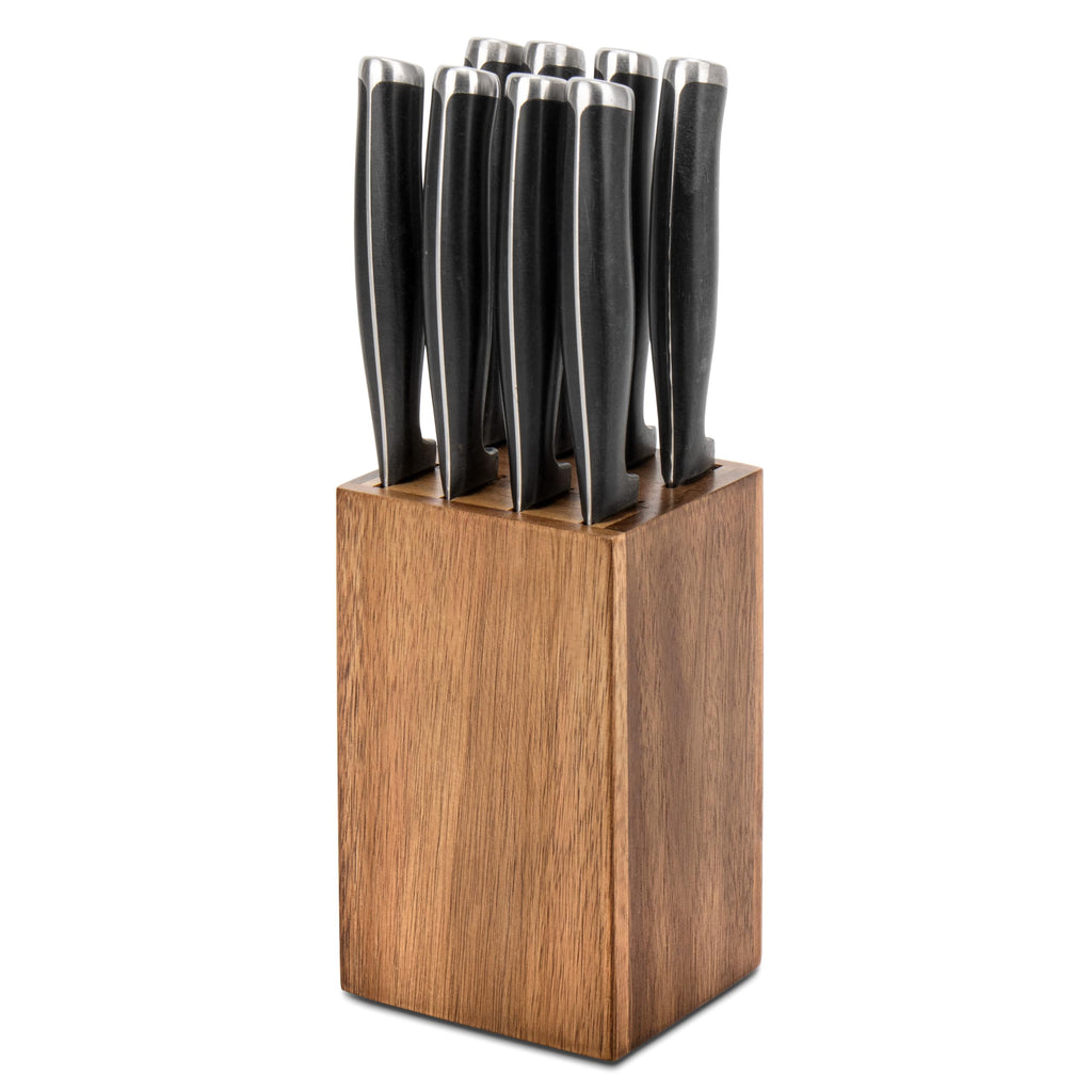 8 Slots Steak Knife Block Holder, 5.5" Wooden Small Knife Block without Knives,Compact and Space Saving Storage Knife Holder for Counter Top (Natural-1)