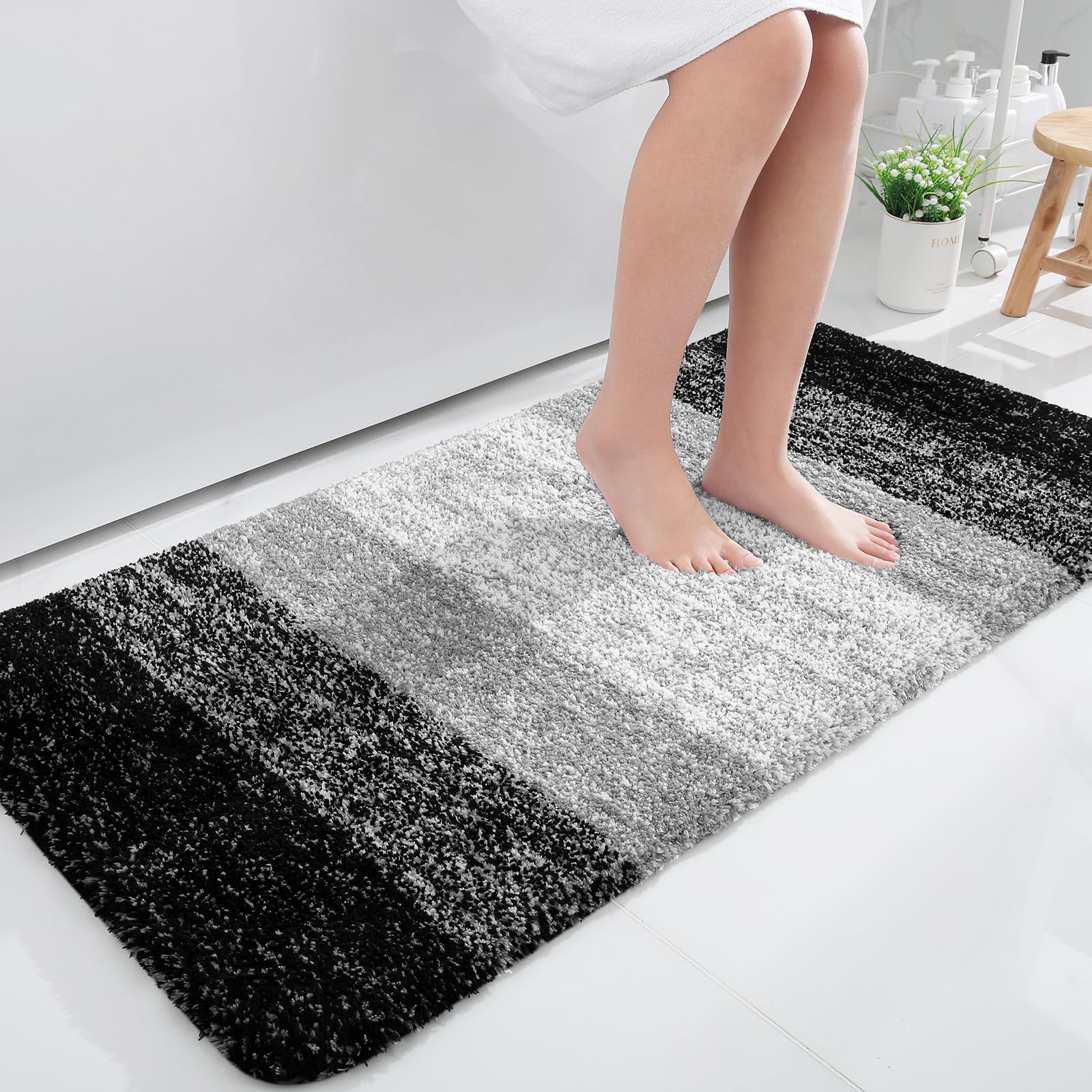 OLANLY Bathroom Rugs Mat 30x20, Extra Soft Absorbent Microfiber Bath Rugs, Rubber Backing, Quick Dry, Machine Washable Bath Mats for Bathroom Floor, Tub and Shower, Home Decor Accessories, Grey