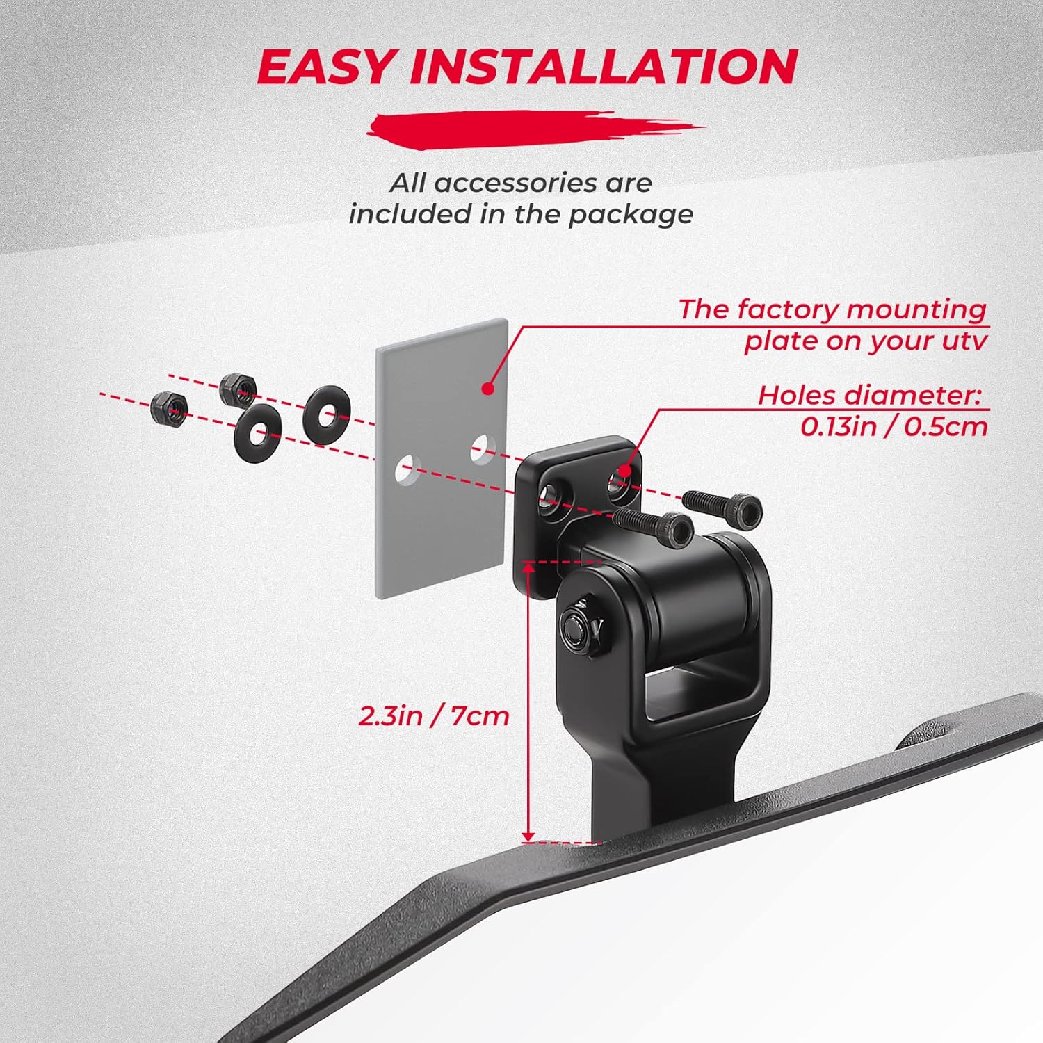 KEMIMOTO Rear View Mirror Tool free Adjustable Compatible with Polaris Ranger 1000 XP 900 500 570 / Crew Rearview Mirrors Accessories Wide View Convex Rear Mirror Replace 2879969