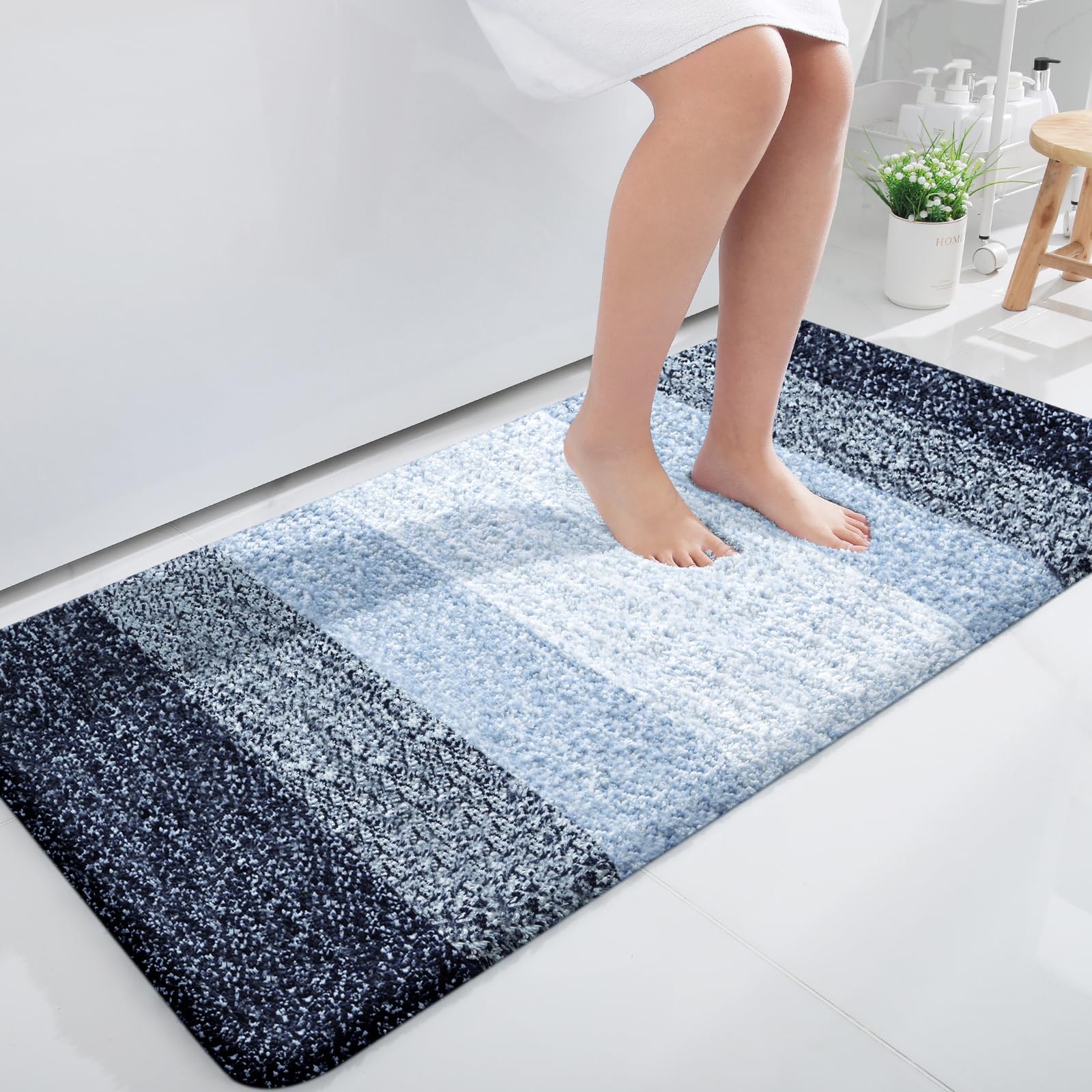 OLANLY Bathroom Rugs Mat 30x20, Extra Soft Absorbent Microfiber Bath Rugs, Rubber Backing, Quick Dry, Machine Washable Bath Mats for Bathroom Floor, Tub and Shower, Home Decor Accessories, Grey
