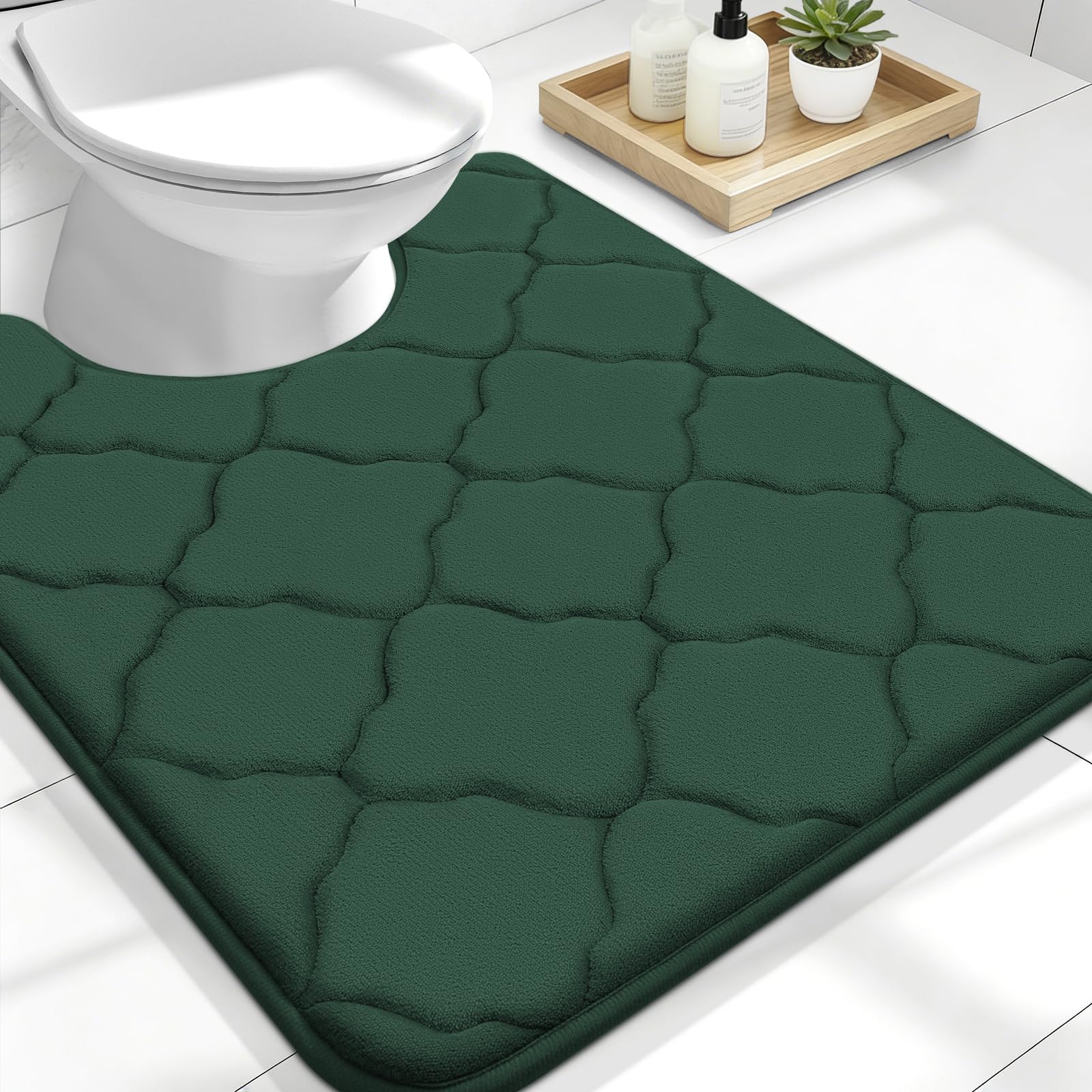 OLANLY Memory Foam Bath Mat Rug 24x16, Ultra Soft and Absorbent Bathroom Rugs, Non-Slip, Comfortable, Machine Washable Bath Carpet for Bathroom Floor, Tub, Shower and Home Decor Accessories, Black