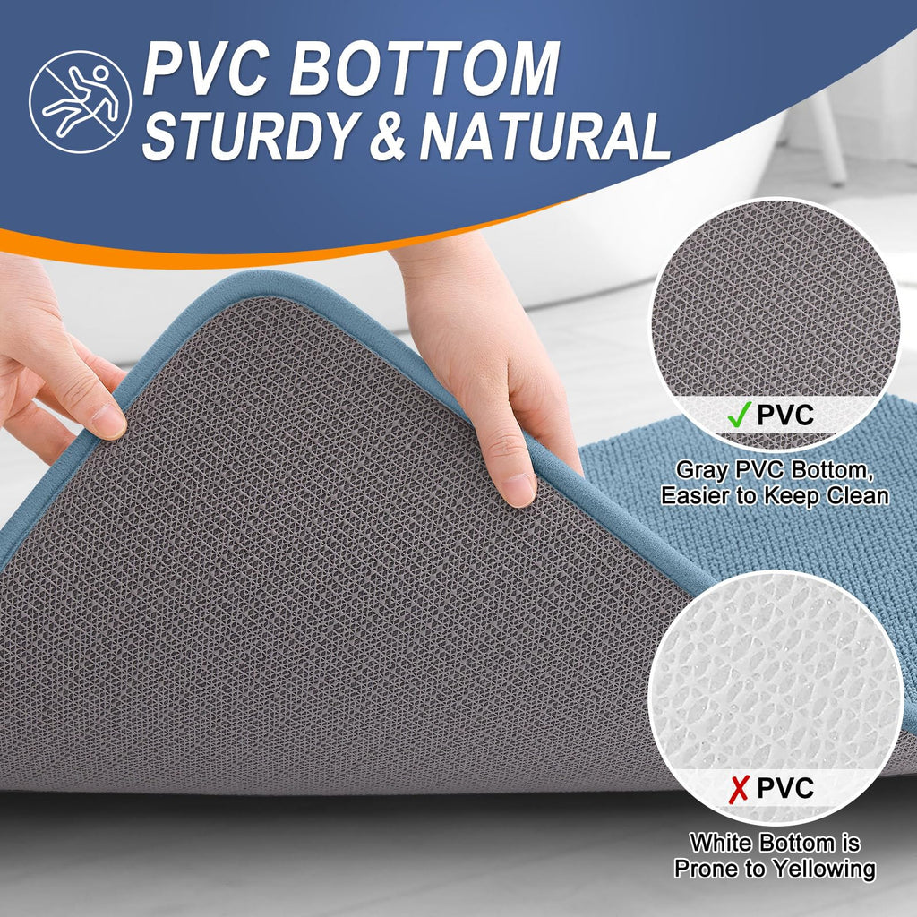 OLANLY Bathroom Rugs Sets 2 Piece, Soft Absorbent Memory Foam Bath Rug Set, Non-Slip, Quick Dry, Machine Washable Bath Mats for Bathroom, Home Decor Accessories (30"x20"+24"x16", Grey)