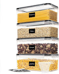 Vtopmart Airtight Food Storage Containers with Lids 4PCS Set 3.2L, Plastic Spaghetti Canisters for Pasta organizer, BPA Free Air Tight Kitchen Pantry Organization