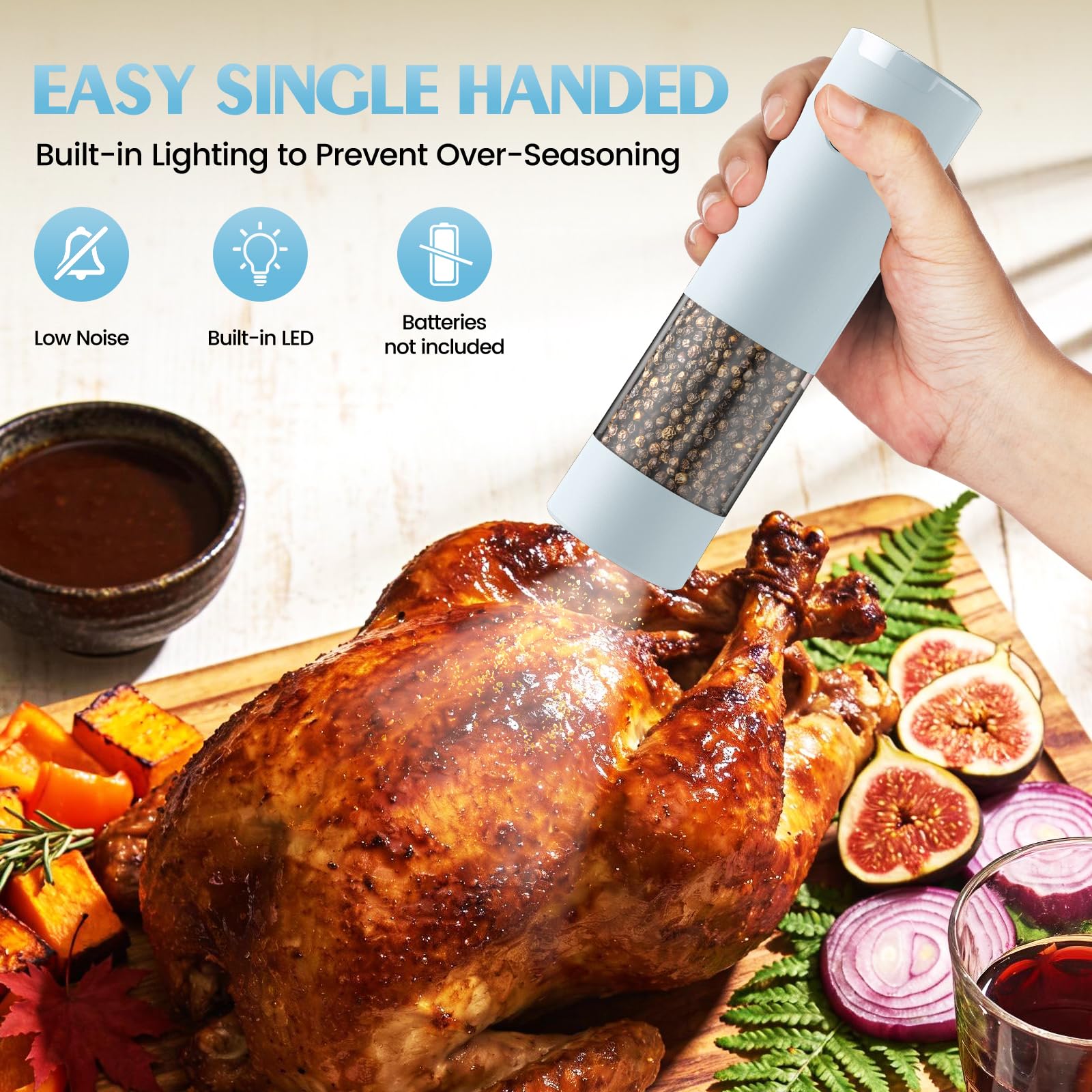 Electric Salt and Pepper Grinder Set Automatic Battery Pepper Mill Shakers Adjustable Coarseness Upgraded Larger Capacity with Led Home and Kitchen Appliances Birthday Gifts for Women Mom