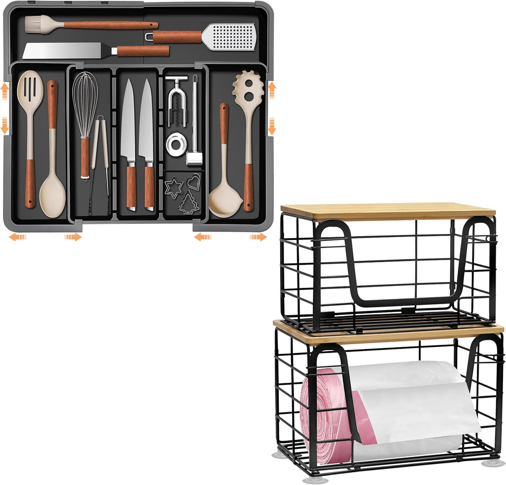 Homecor Silverware Organizer + Extra Large Trash Bag Holder