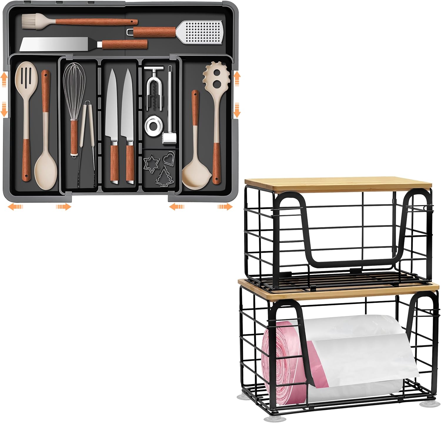 Homecor Silverware Organizer + Extra Large Trash Bag Holder