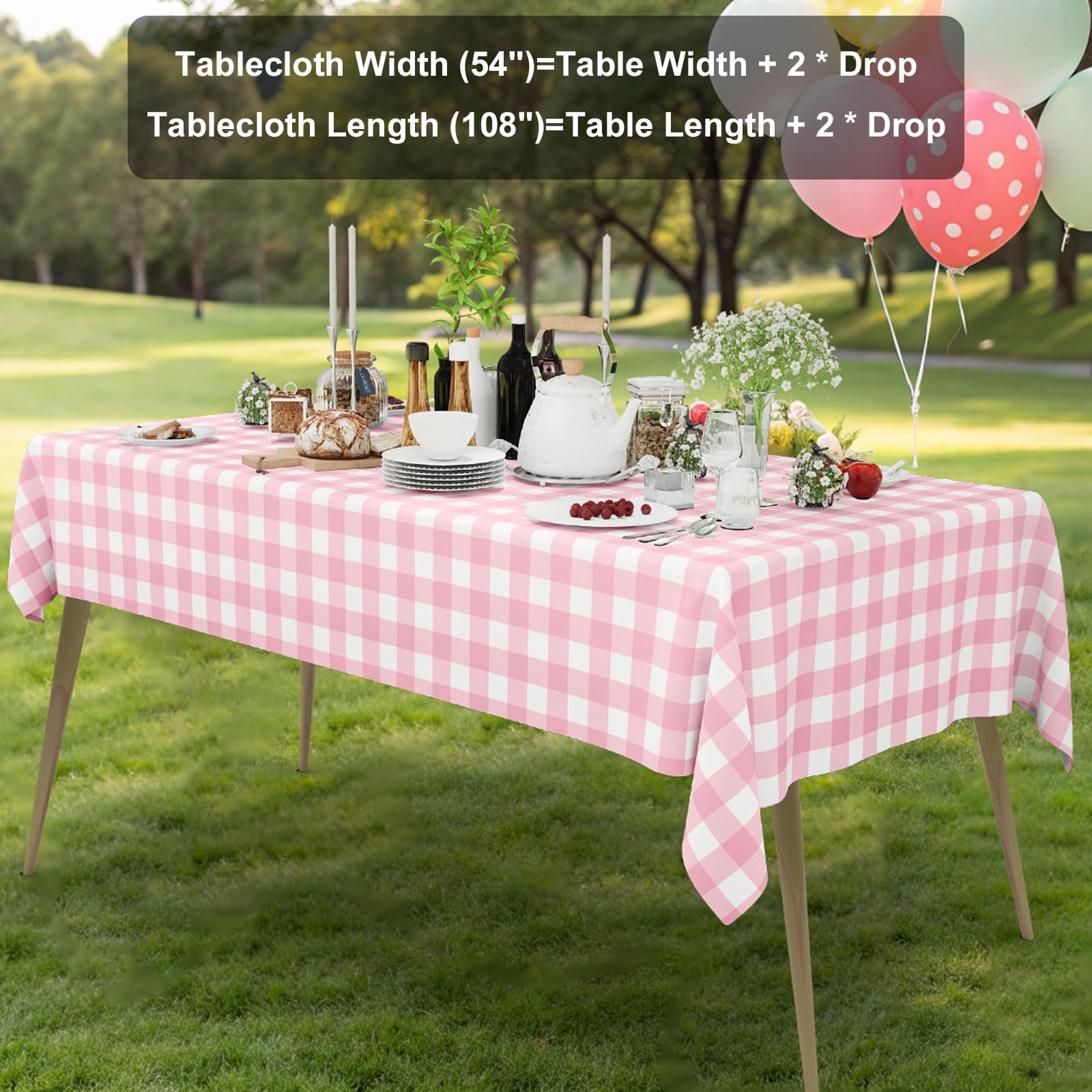 Smiry 3 Pack Red Gingham Disposable Tablecloths - 54" x 108" Heavy Duty Plastic Table Cloth, Waterproof Buffalo Plaid Table Covers for Picnic, Banquets, Outdoor Parties