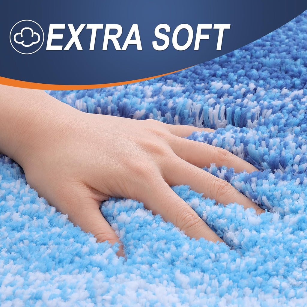 OLANLY Bathroom Rugs Sets 3 Piece, Soft Microfiber Absorbent Bath Mat, U-Shaped Contour Toilet Mat and Toilet Lid Cover, Quick Dry, Machine Washable, Toilet Cover and Rug Set for Bathroom, Grey